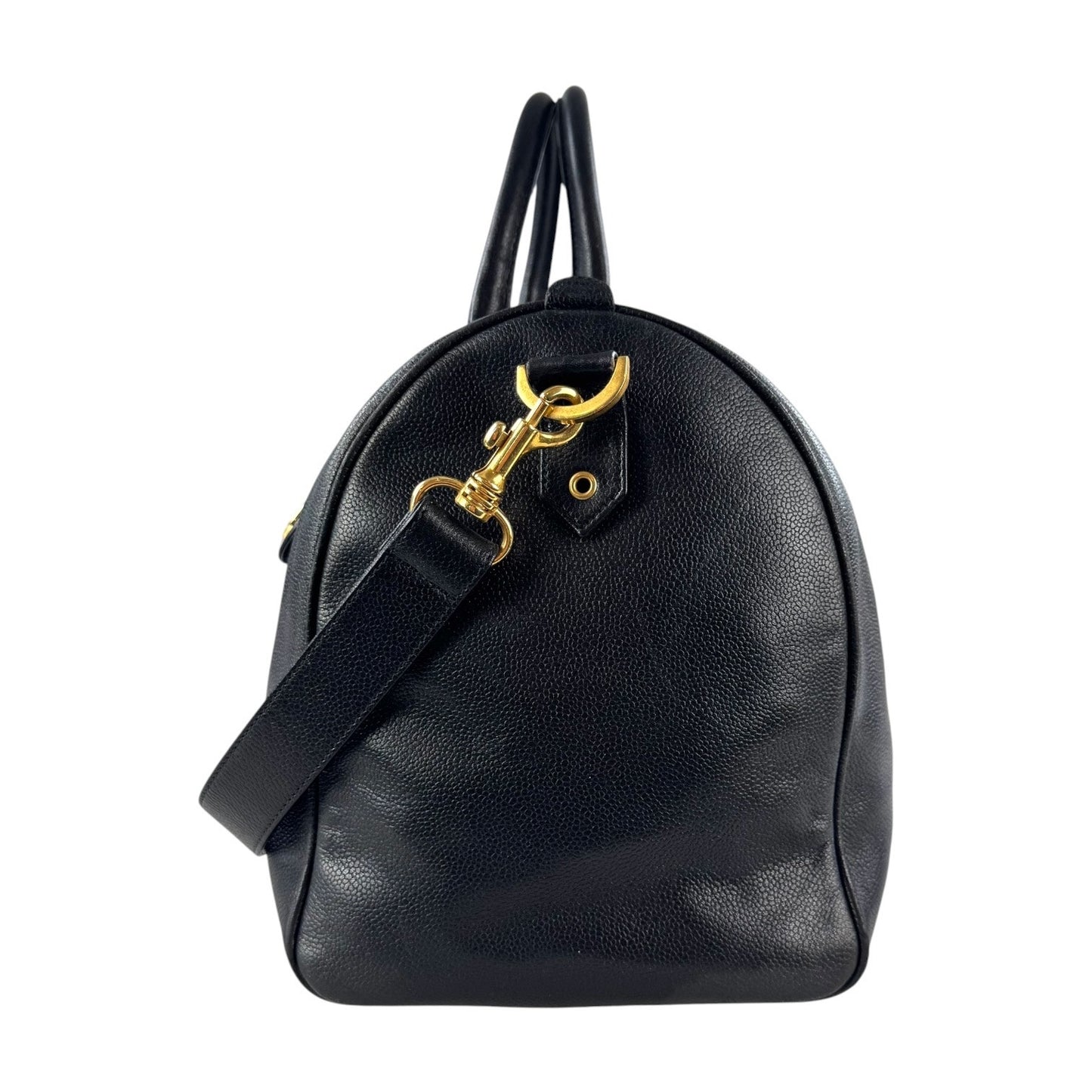 Chanel Vintage CC Caviar Leather Boston Bag