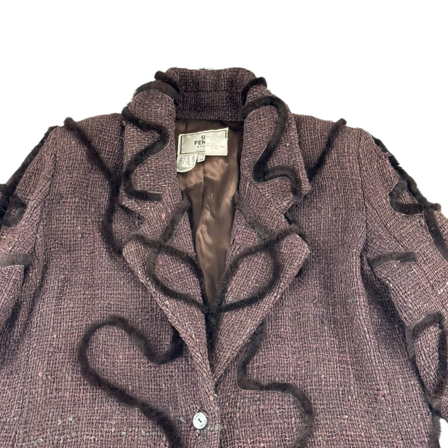 Fendi Brown Tweed Trench Coat
