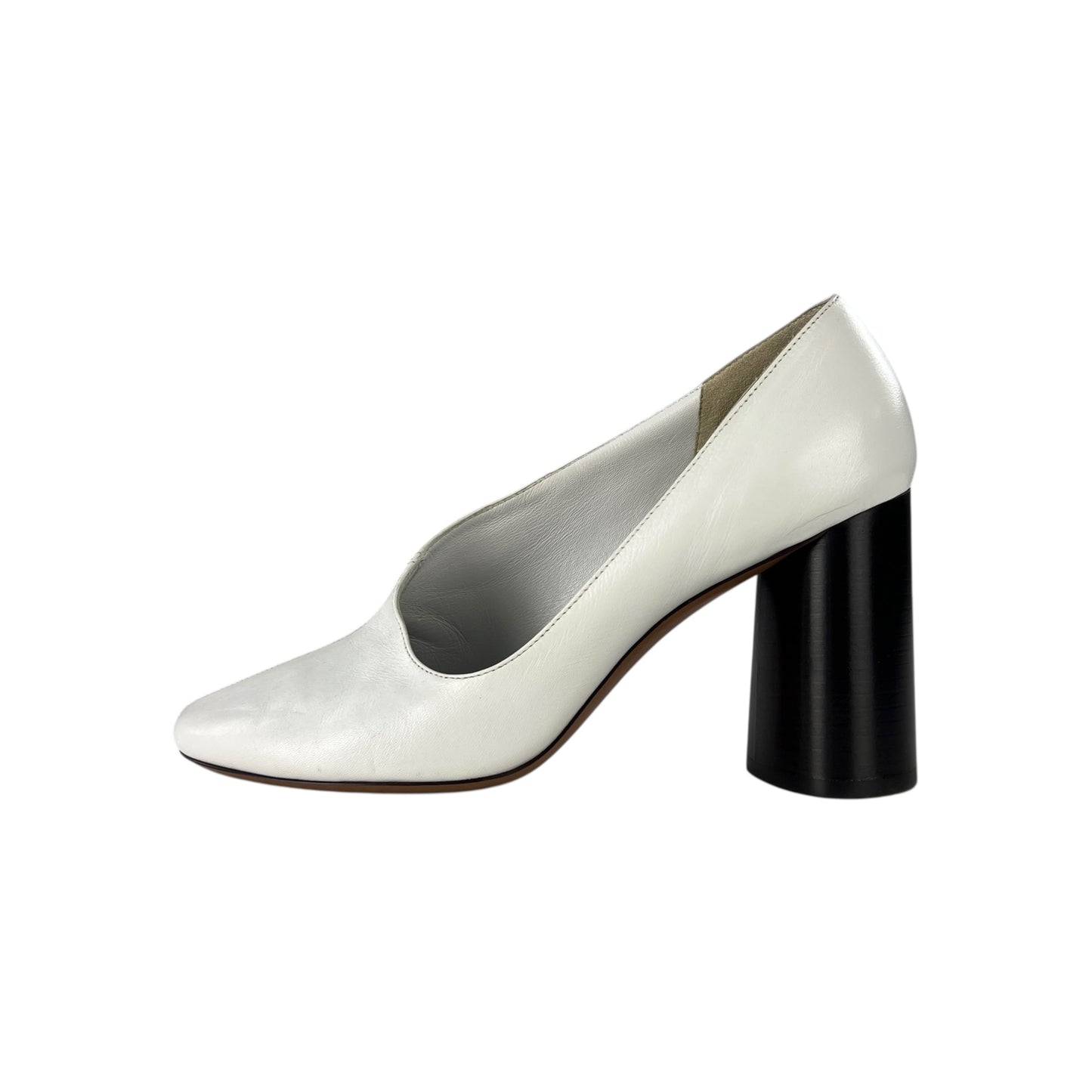 Celine White Block Heels