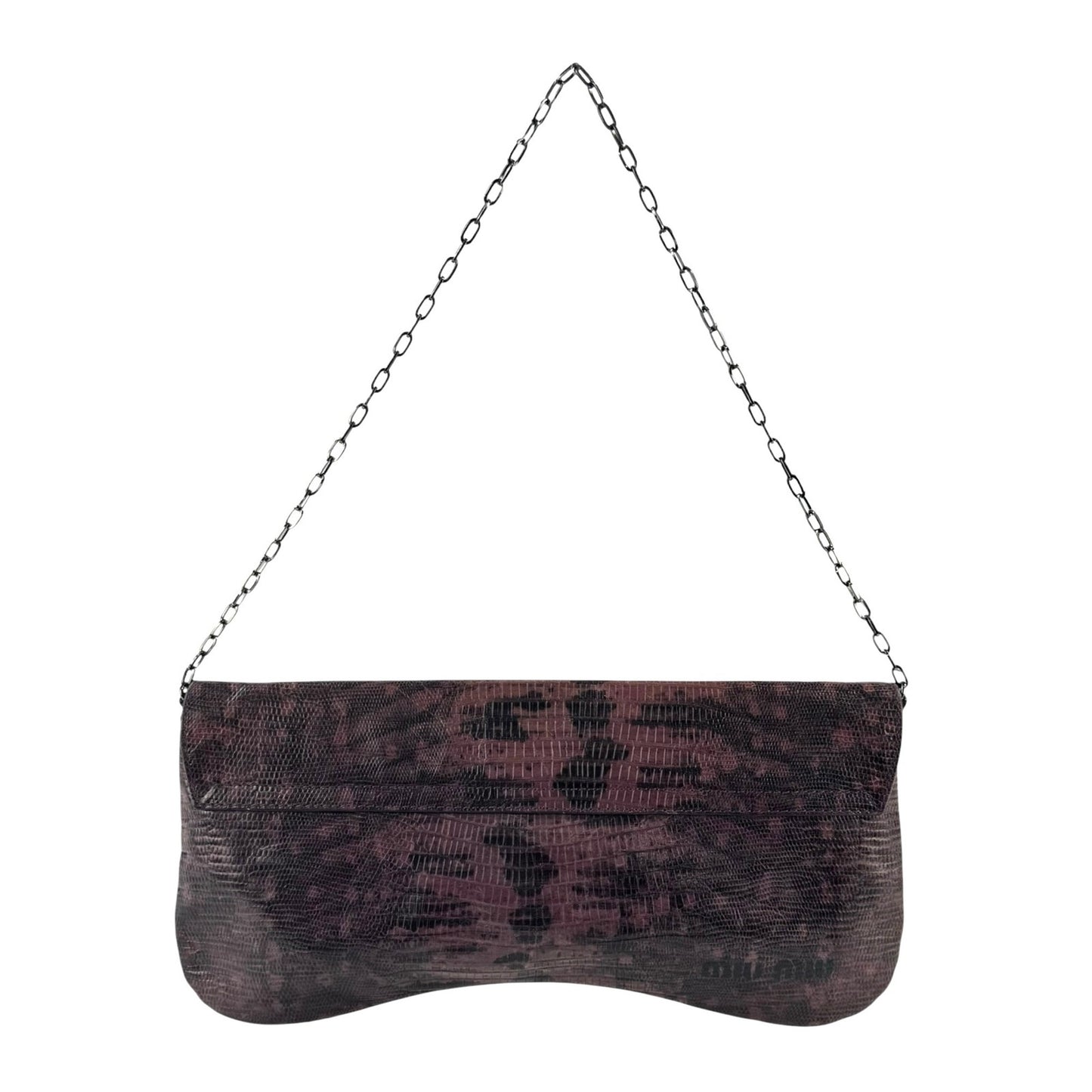 Miu Miu Vintage Lizard Embossed Leather Shoulder Bag