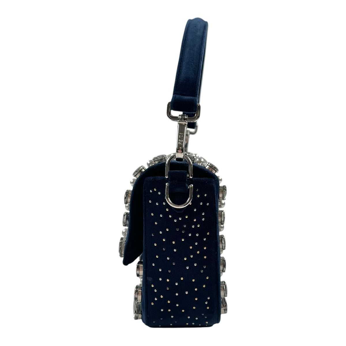 Fendi Midnight Velvet Crystal Embellished Baguette