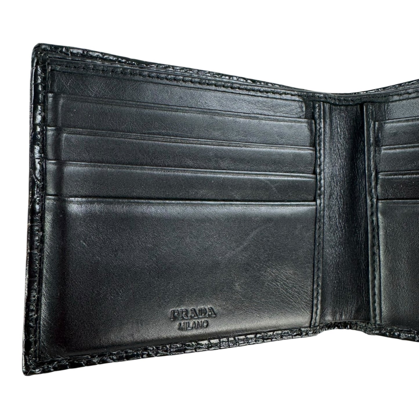 Prada Croc-Embossed Bifold Wallet