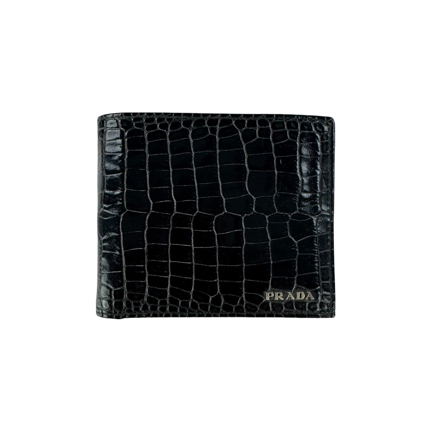 Prada Croc-Embossed Bifold Wallet