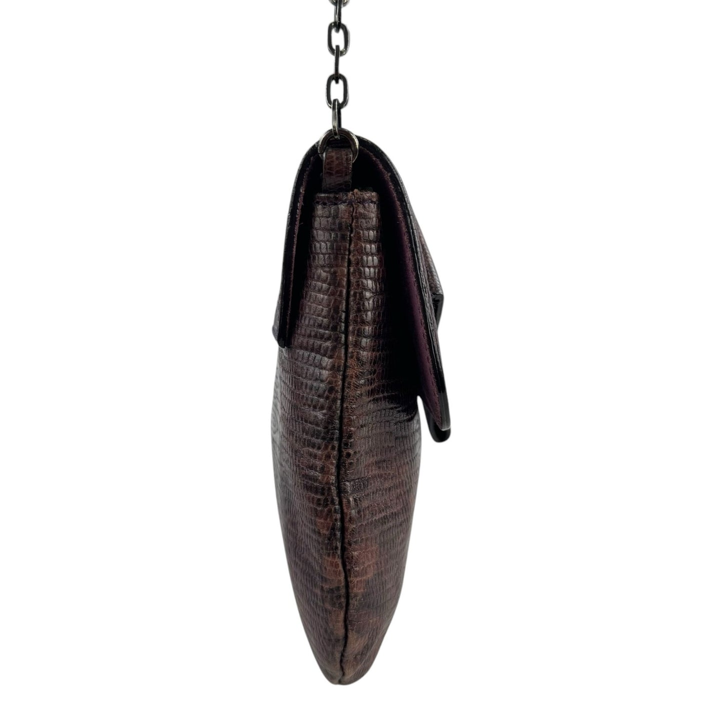 Miu Miu Vintage Lizard Embossed Leather Shoulder Bag