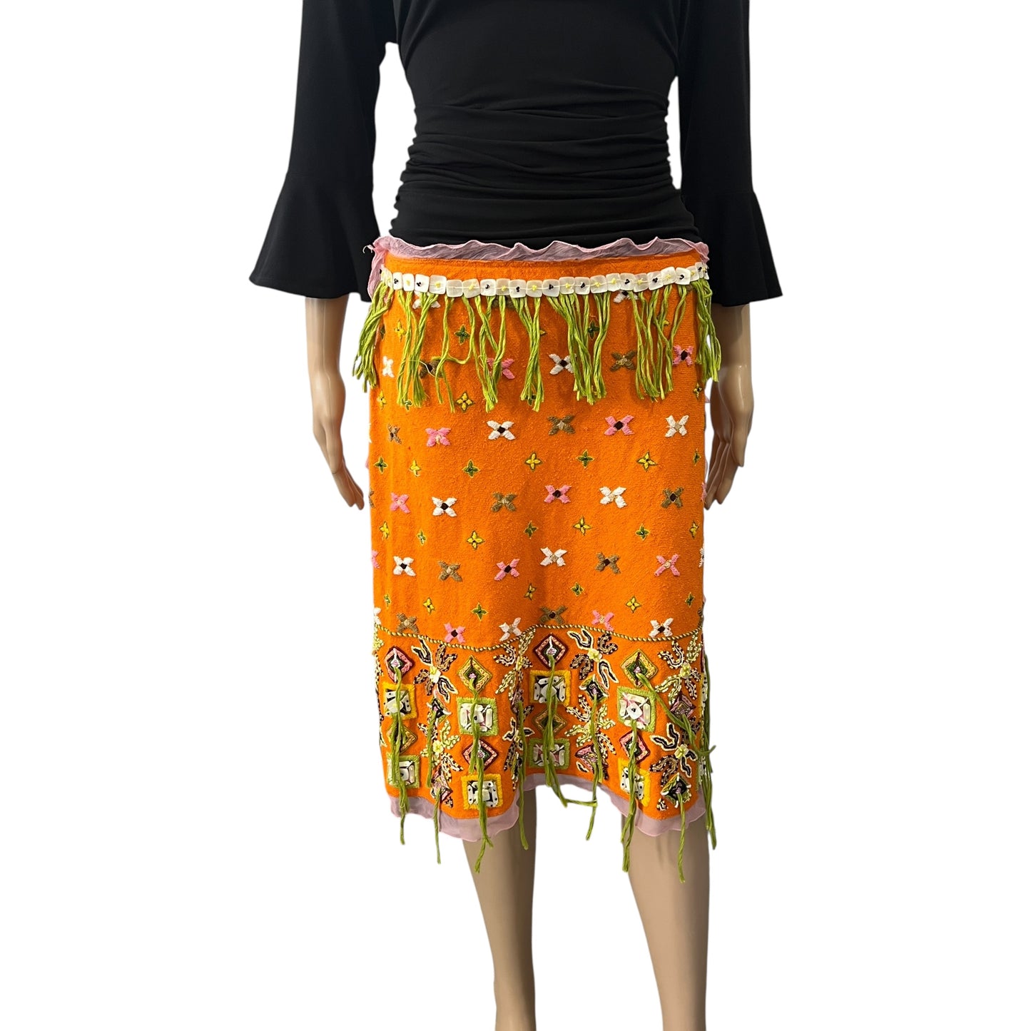 Fendi Vintage Embroidered & Beaded Skirt