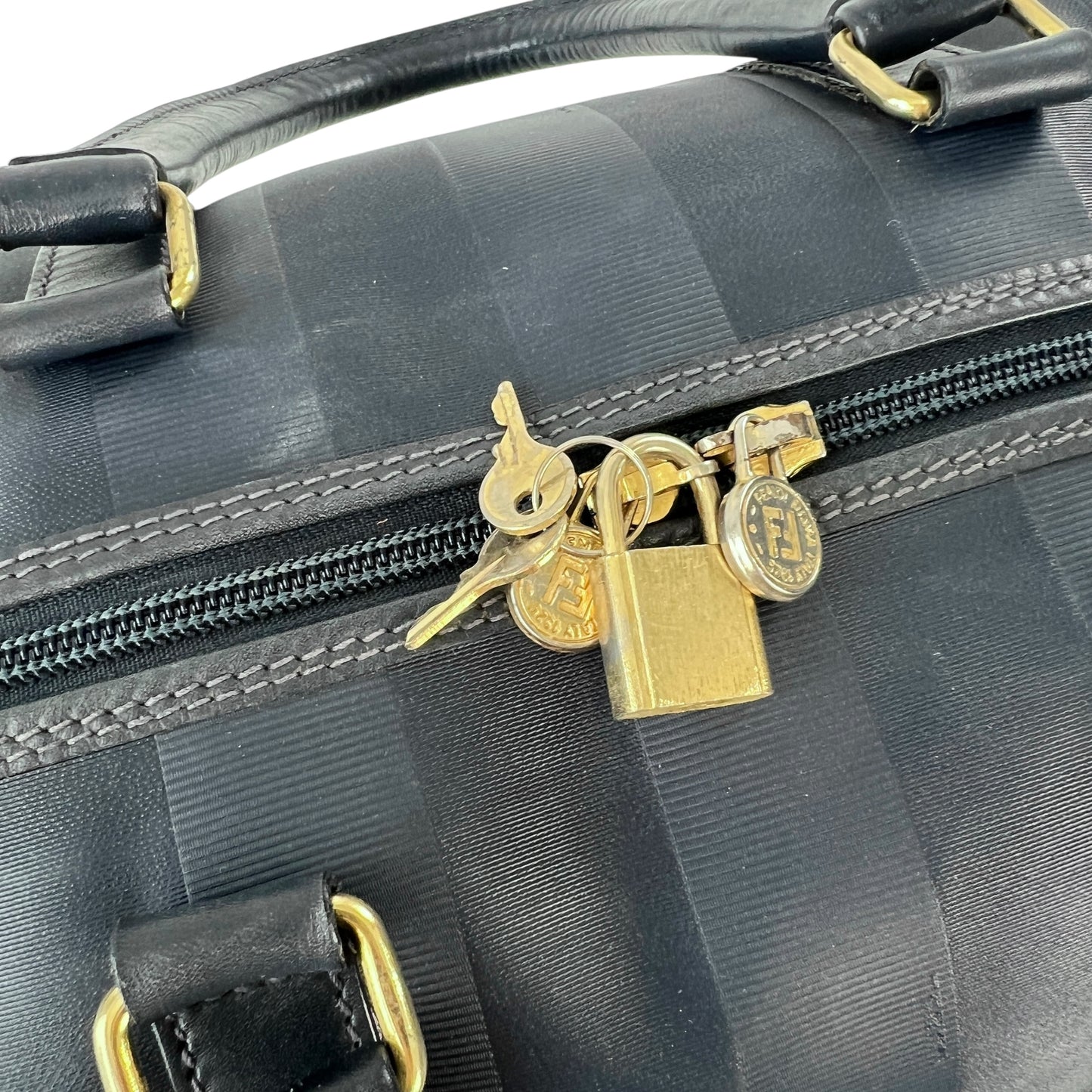 Fendi Vintage Pequin Boston Bag