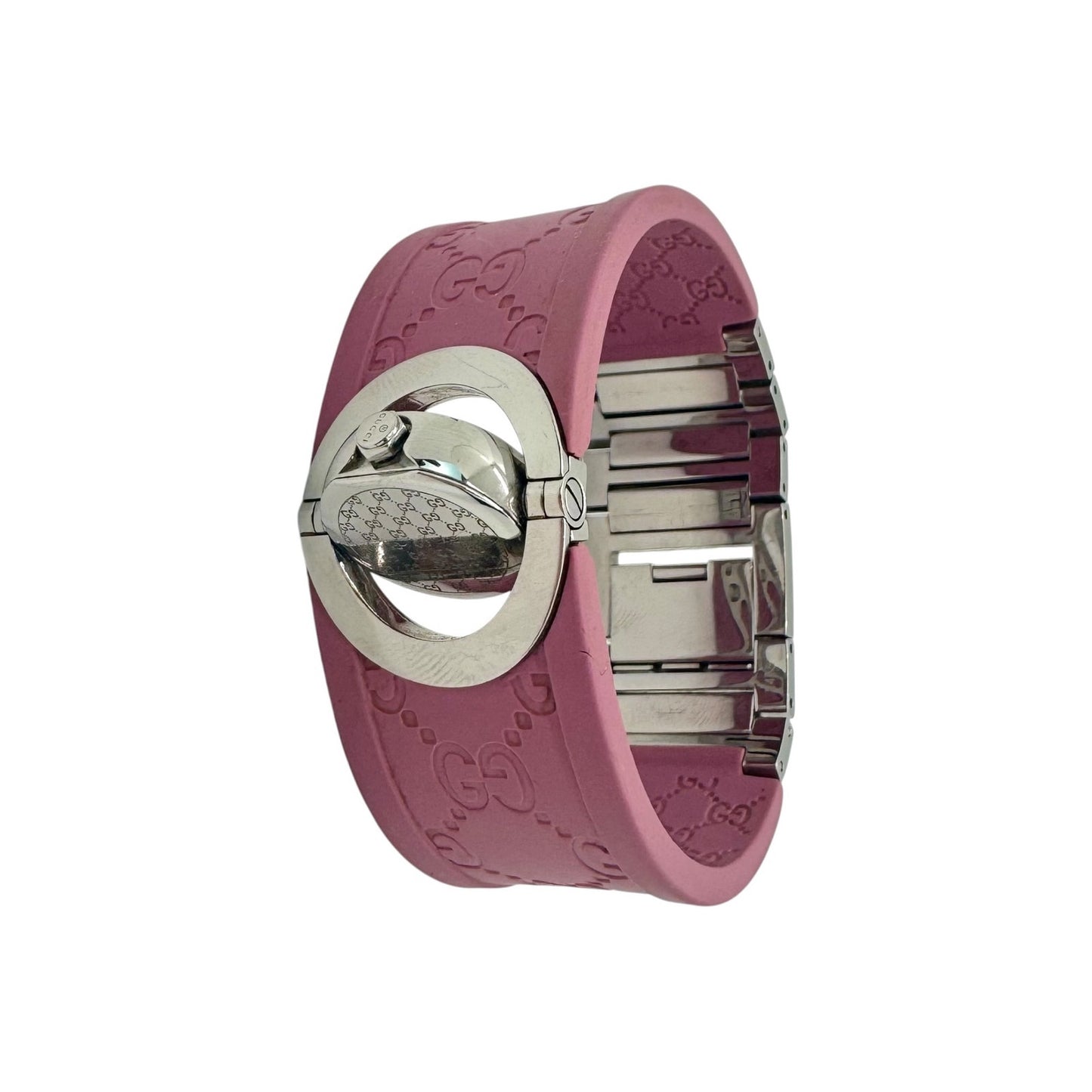 Gucci GG Twirl Pink Rubber Bangle Watch