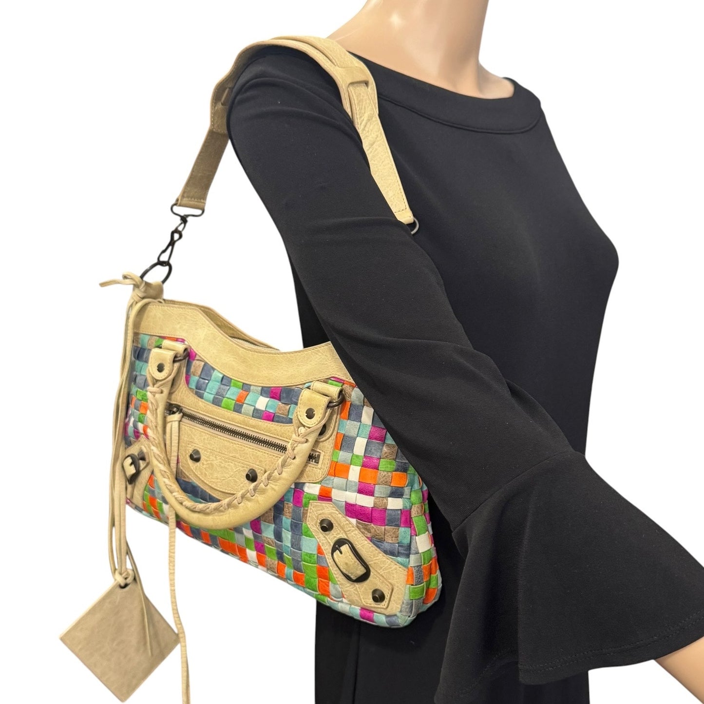 Balenciaga Multicolor Woven City Bag