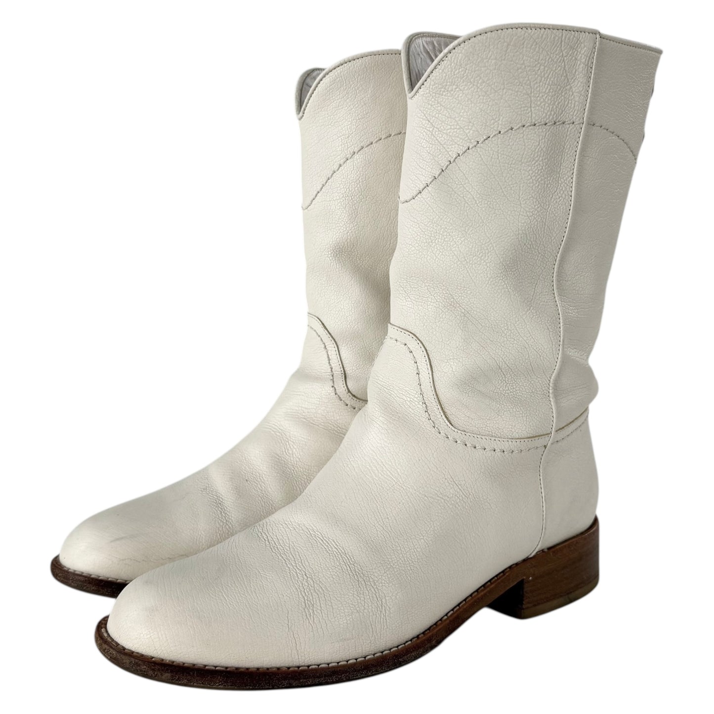 Chanel CC Logo Leather Western Cowboy Boots