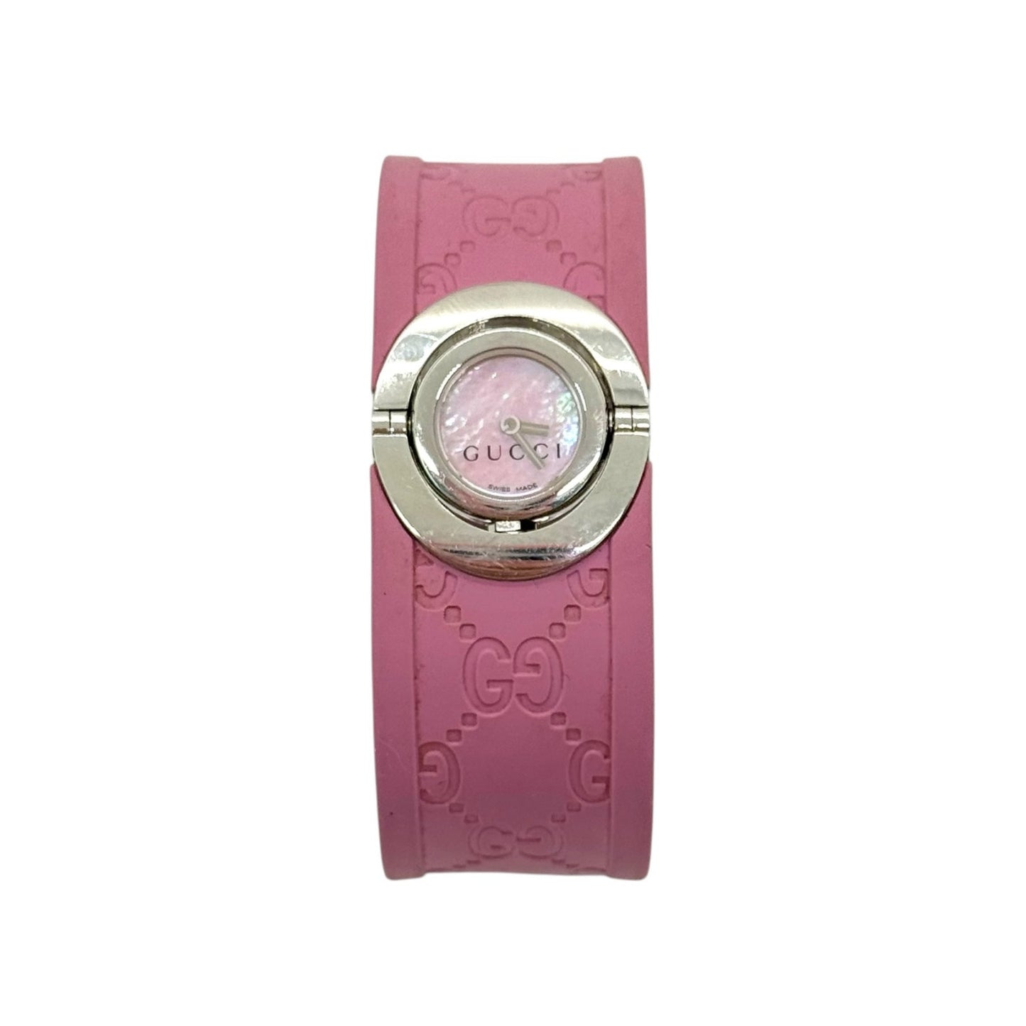 Gucci GG Twirl Pink Rubber Bangle Watch