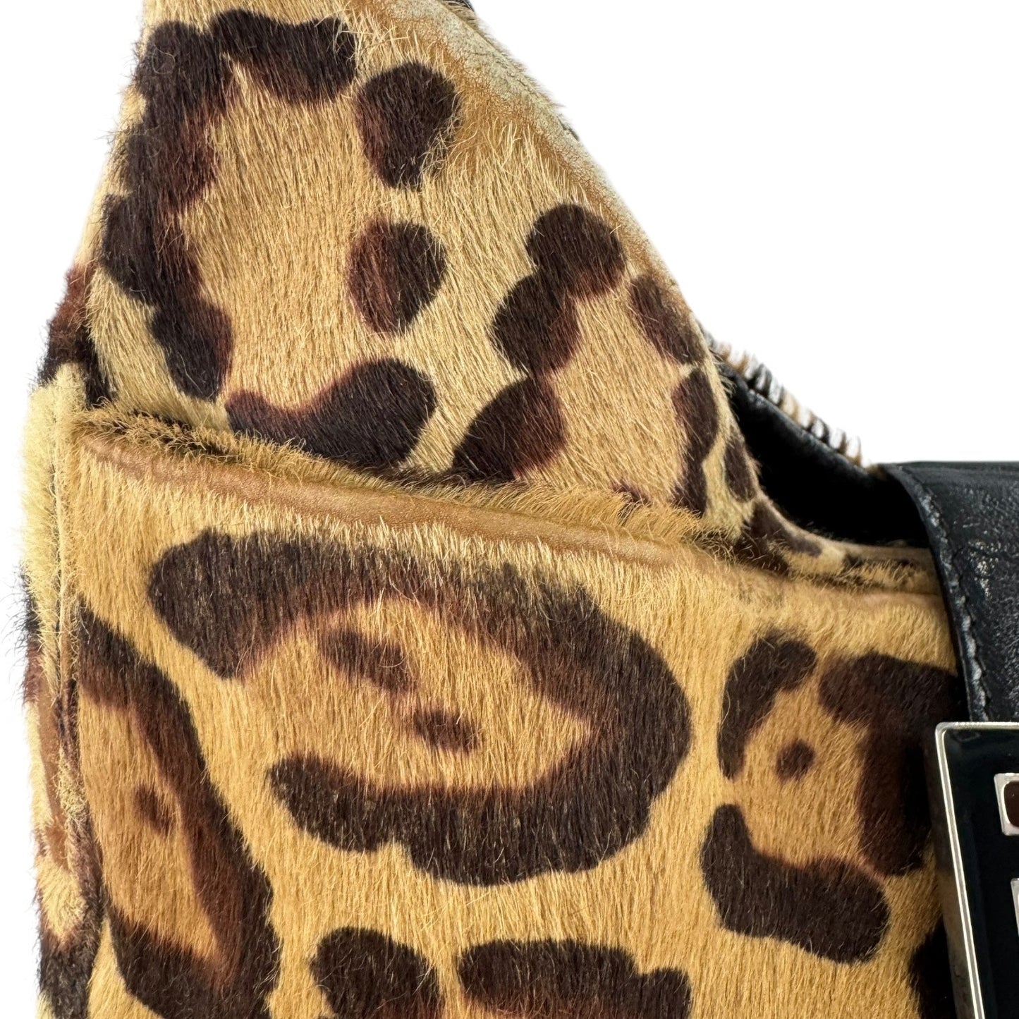 Fendi Vintage Leopard Print Calf Hair Shoulder Bag