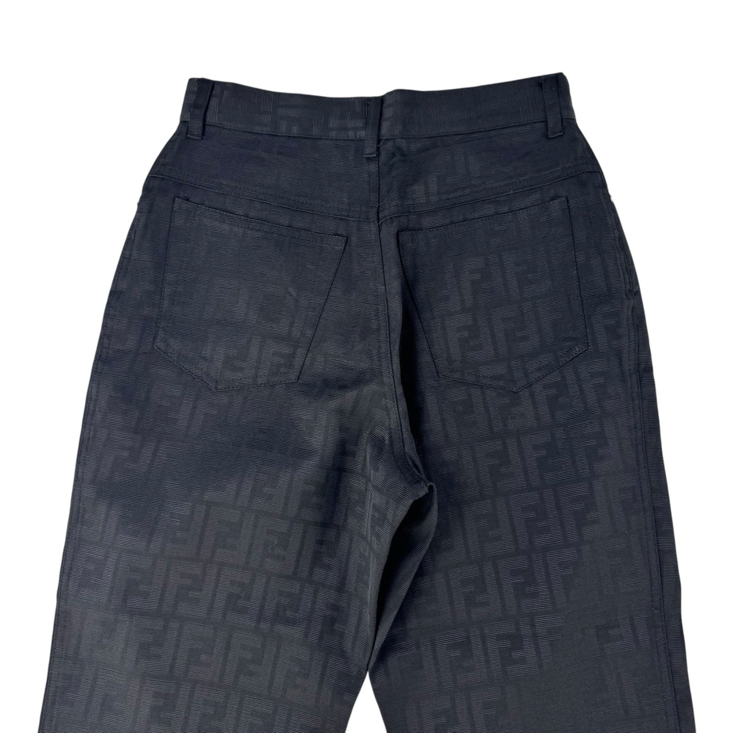 Fendi Vintage Cropped Black Zucca Print Pant