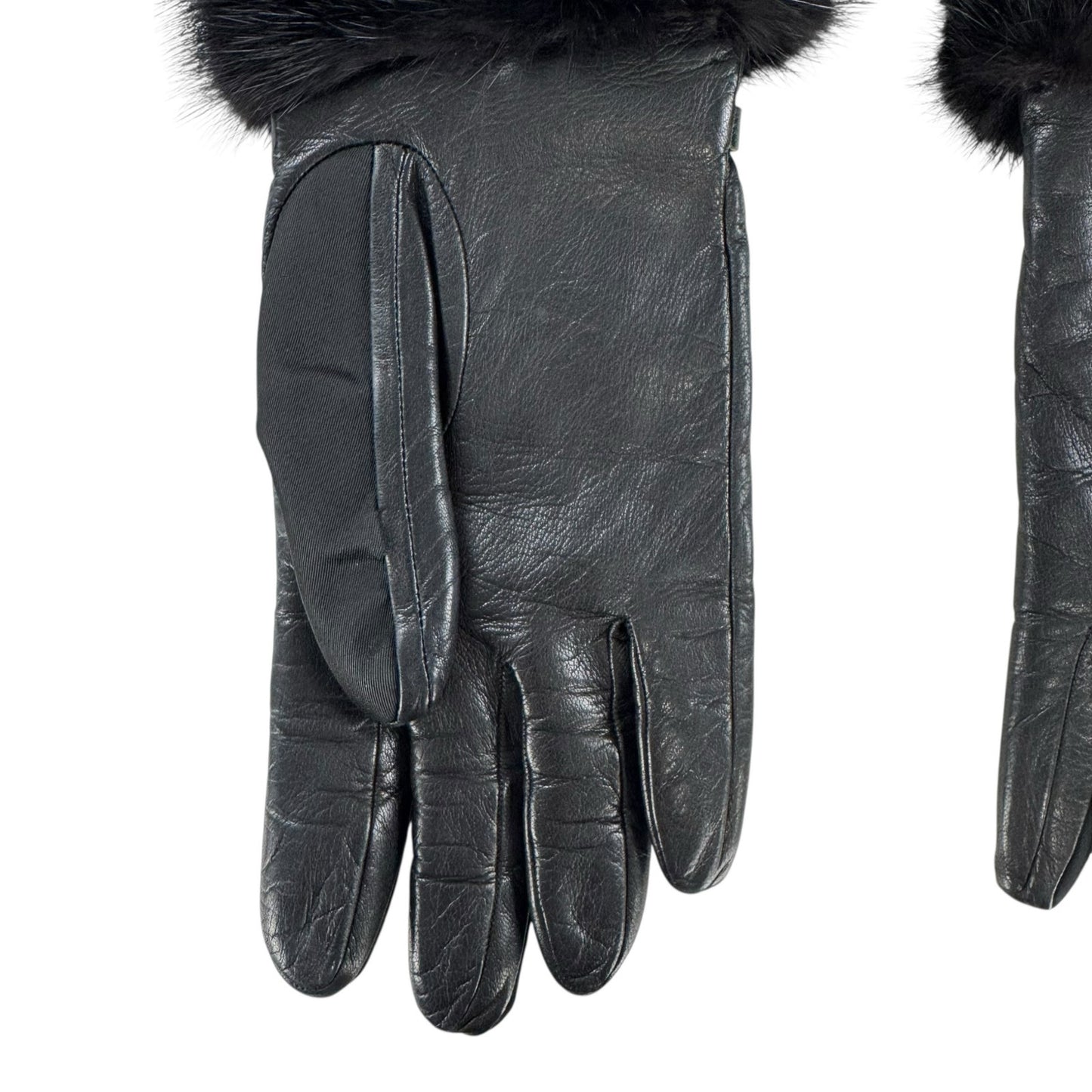 Prada Black Nylon & Mink Fur Gloves