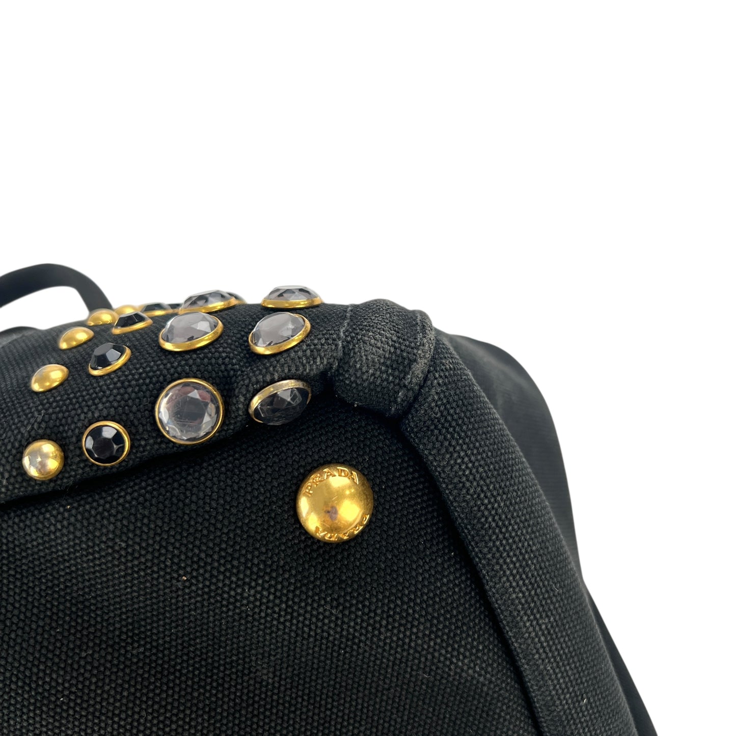 Prada Rhinestone Canapa Tote Bag