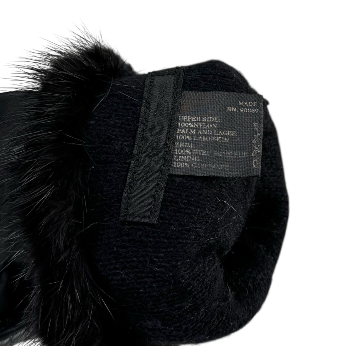 Prada Black Nylon & Mink Fur Gloves