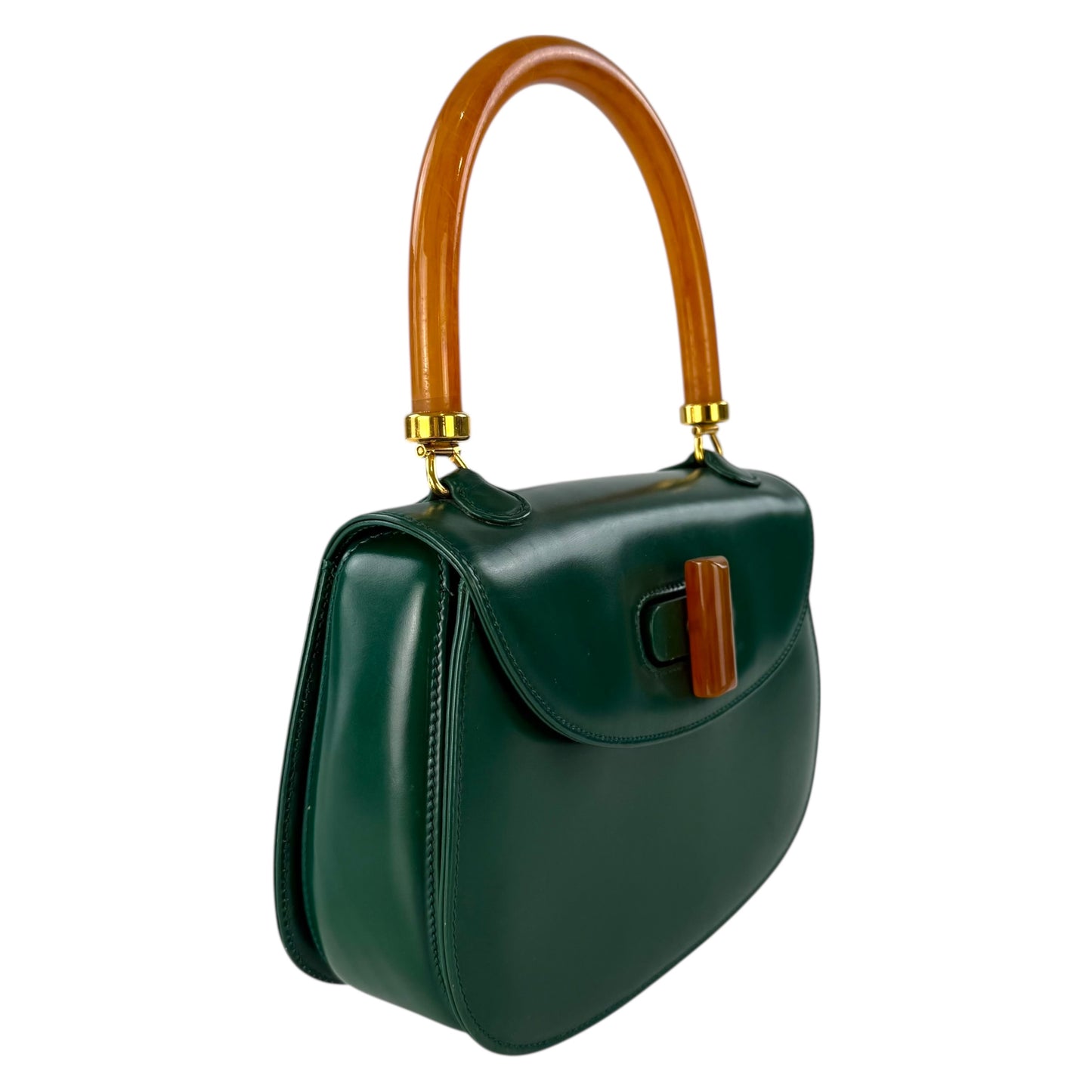 Gucci Top Handle Leather Turnlock Handbag