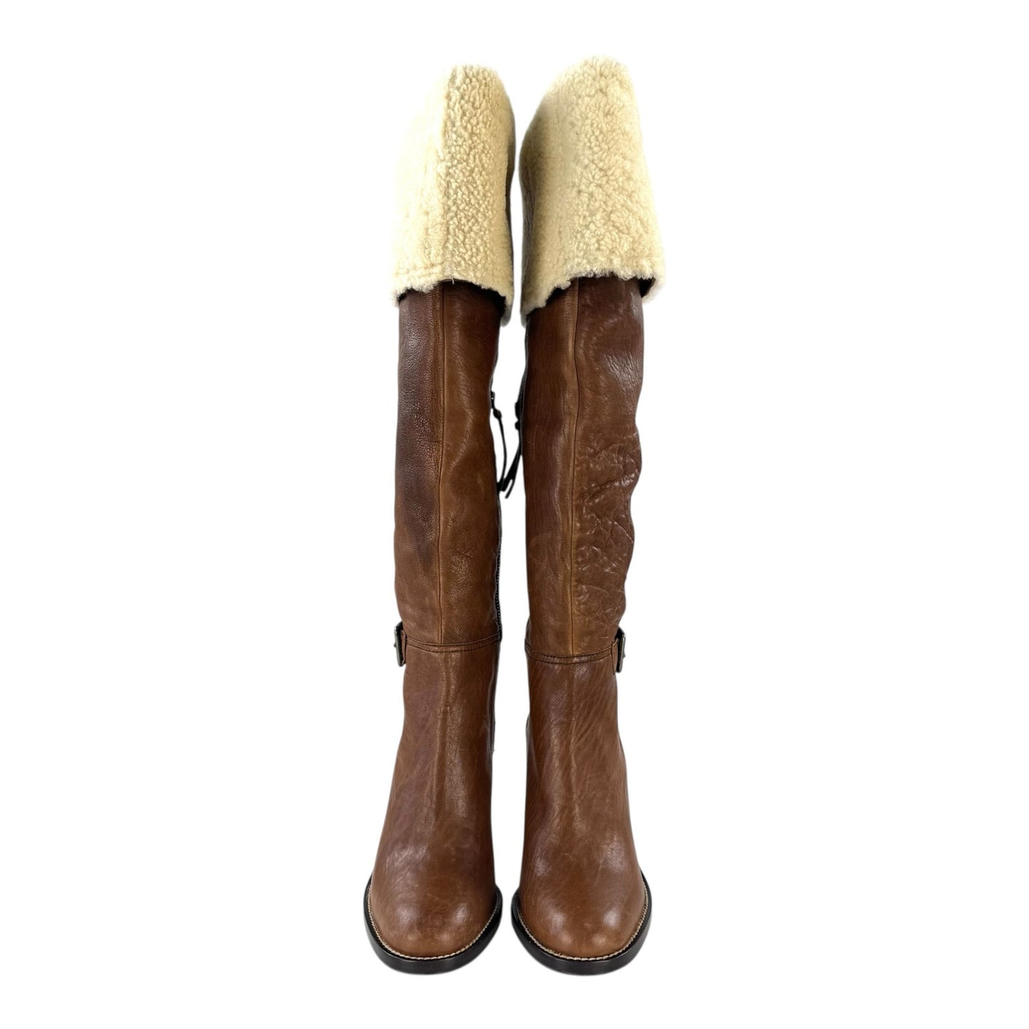 Miu Miu Leather & Shearling Knee-High Boots