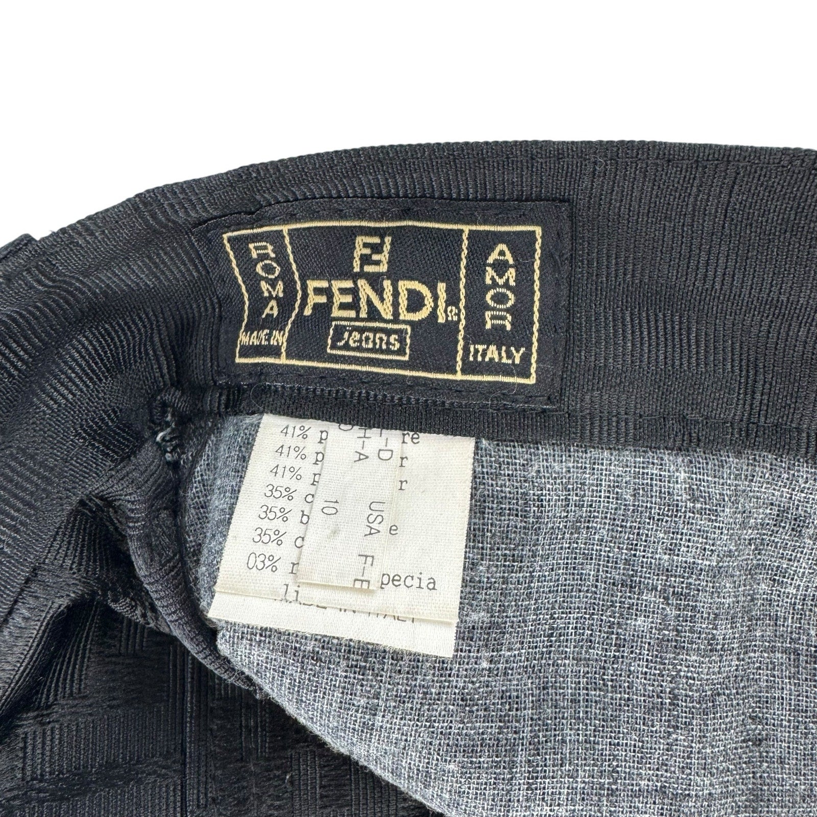 Fendi Vintage Cropped Black Zucca Print Pant