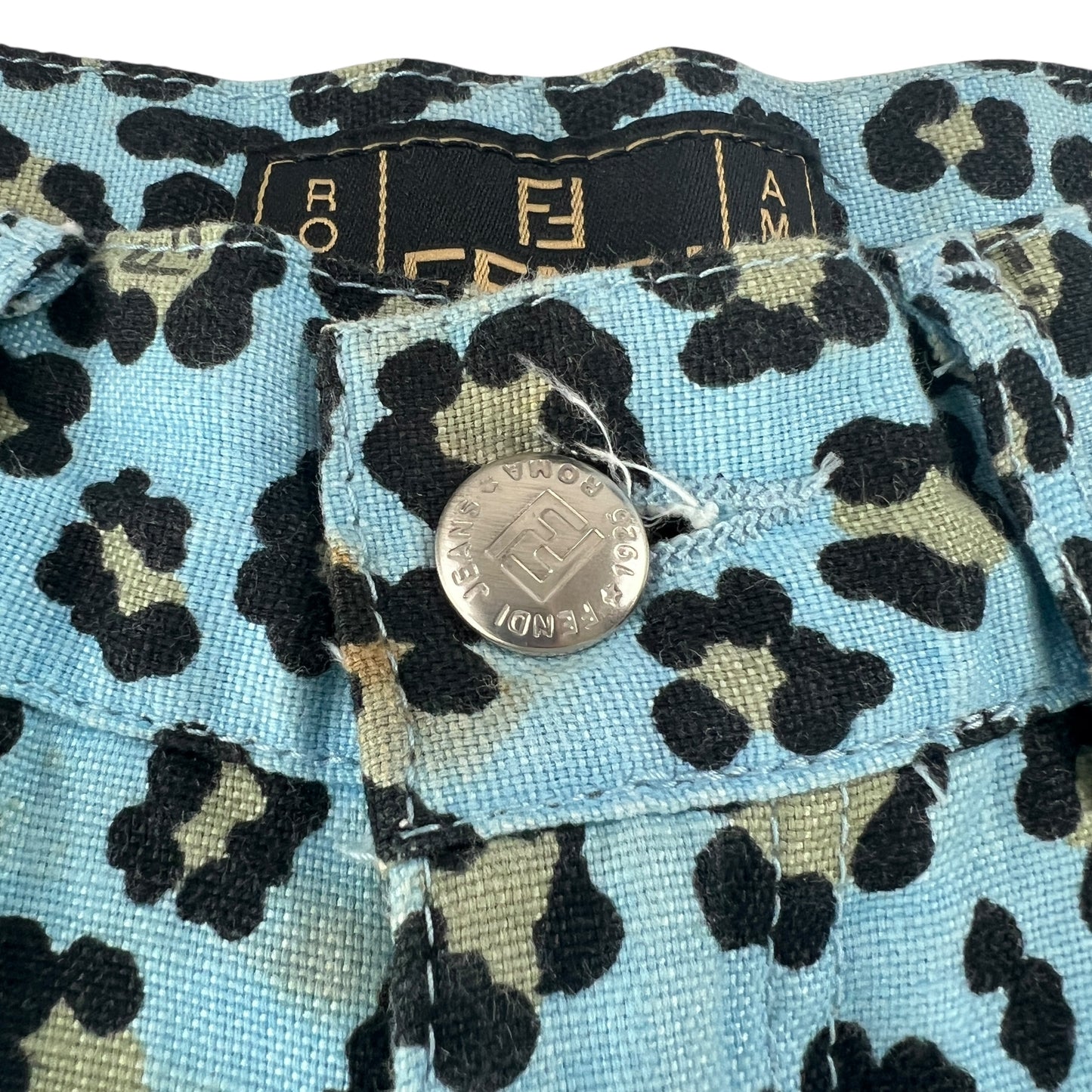 Fendi Vintage Leopard Print Linen Pants