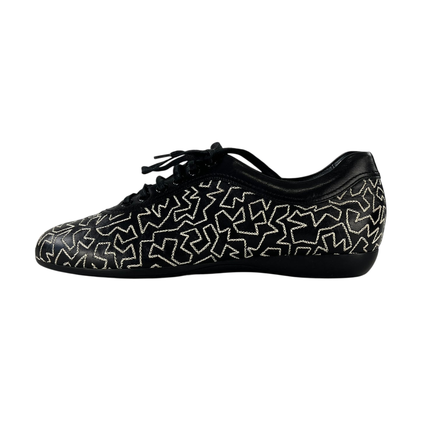 Ferragamo Embroidered Leather Sneakers