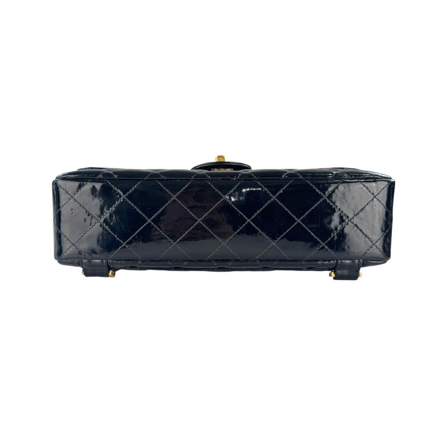 Chanel Vintage Patent Leather Matelasse Chain Backpack
