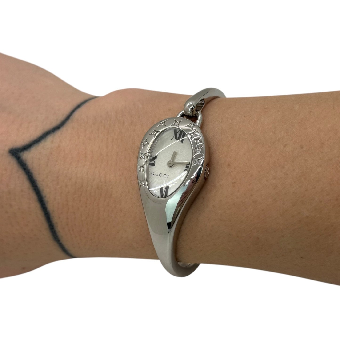 Gucci Horsebit Diamond Star Bangle Watch