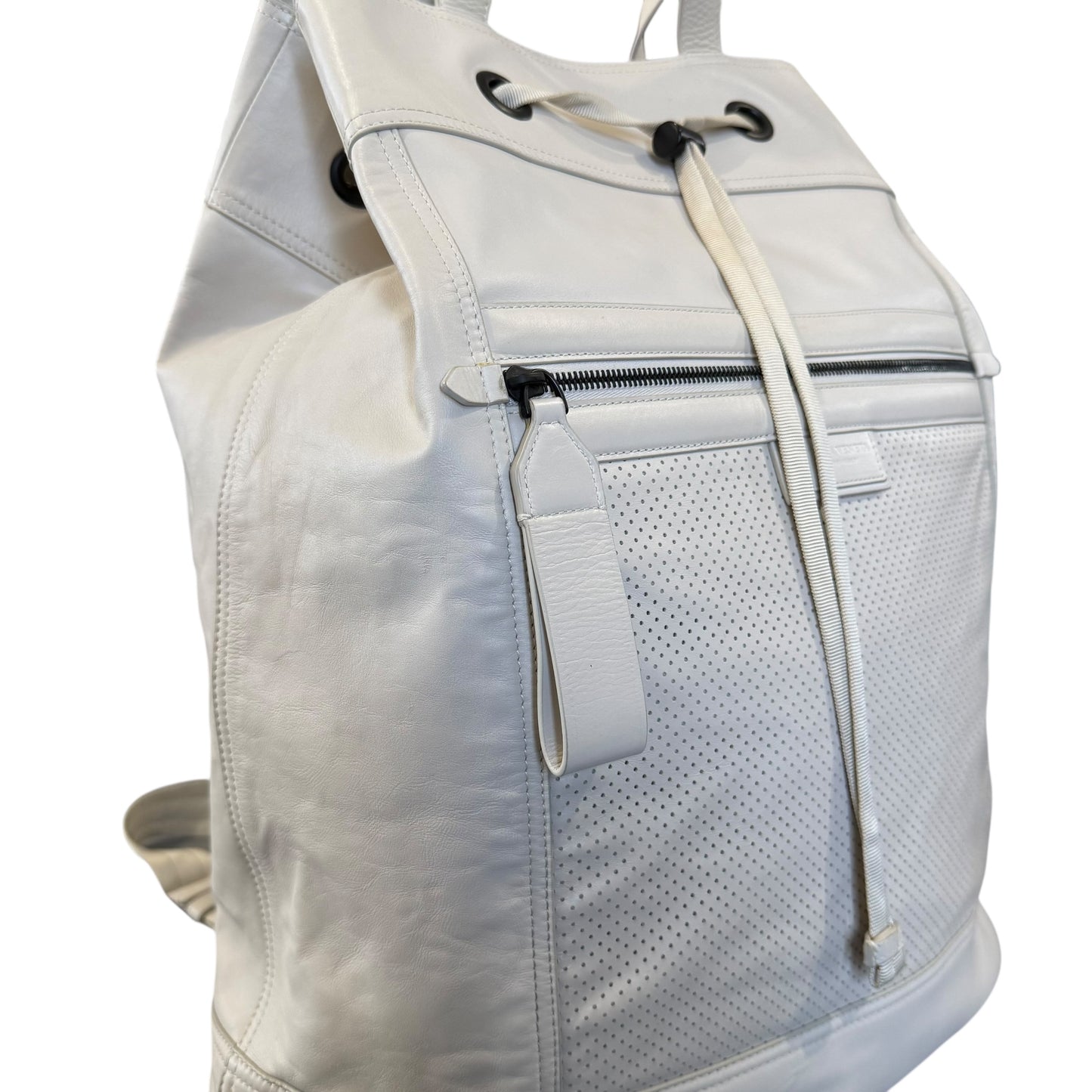 Bottega Veneta Ivory Perforated Leather Backpack