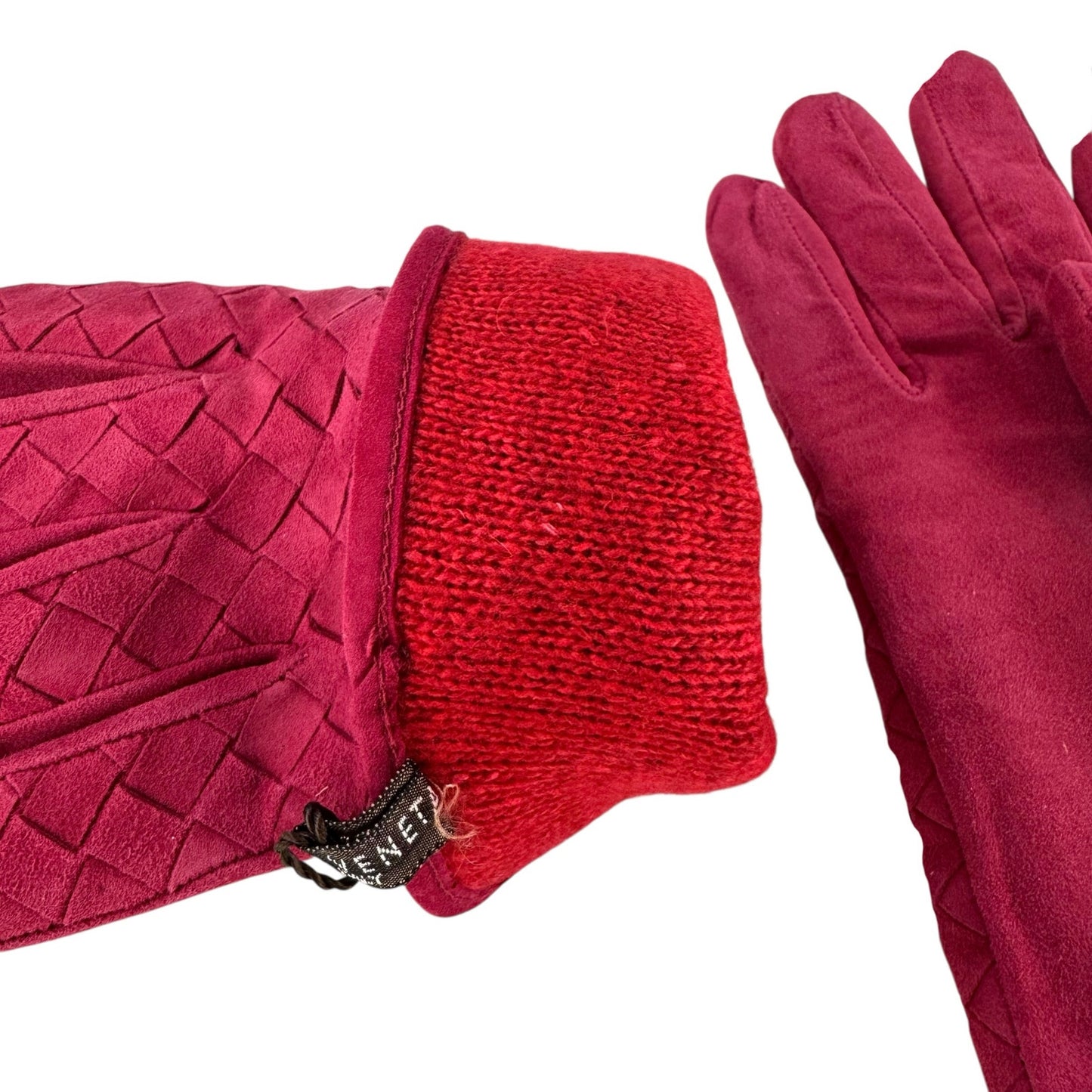 Bottega Veneta Pink Suede Intrecciato Gloves