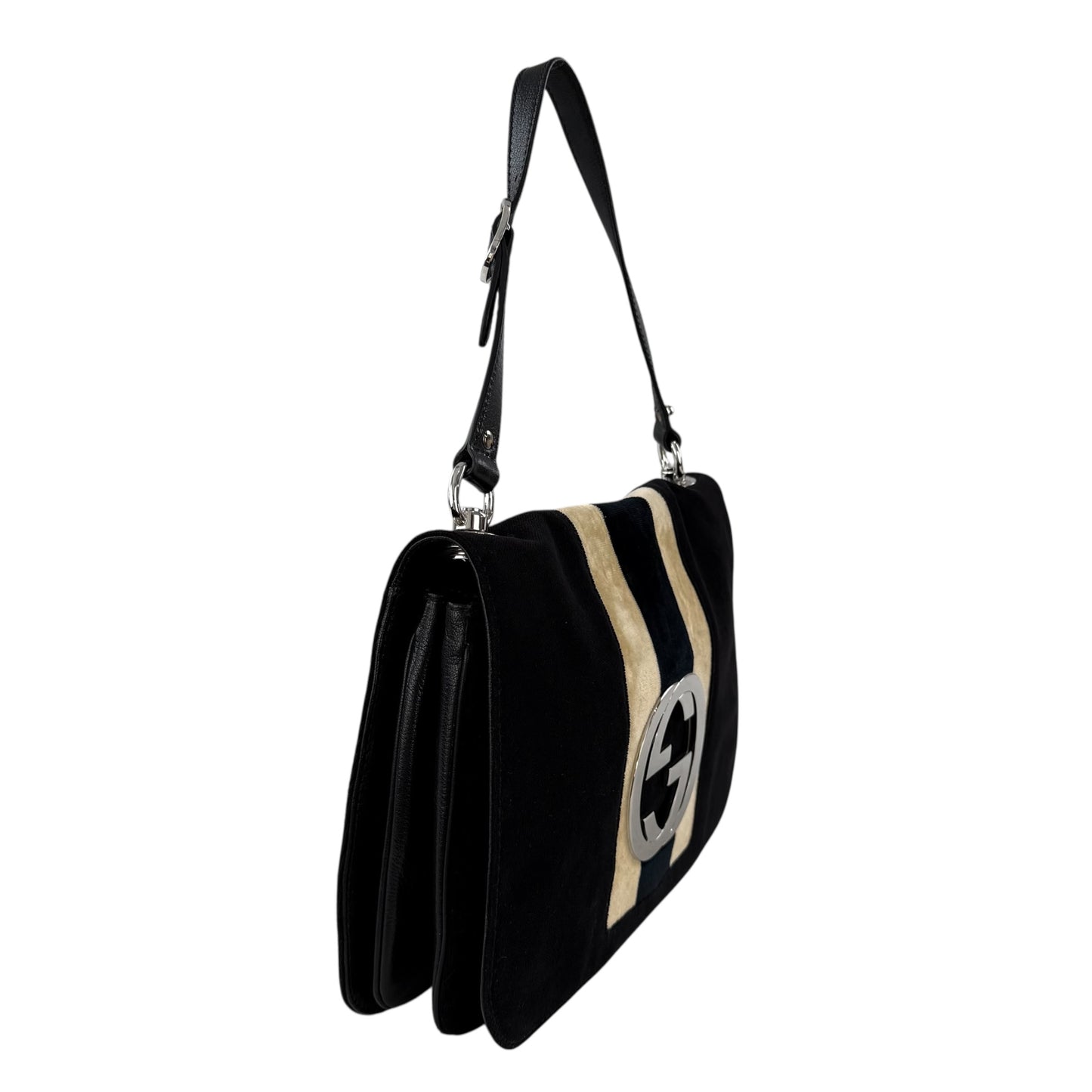 Gucci Blondie Web Flap Velvet Shoulder Bag
