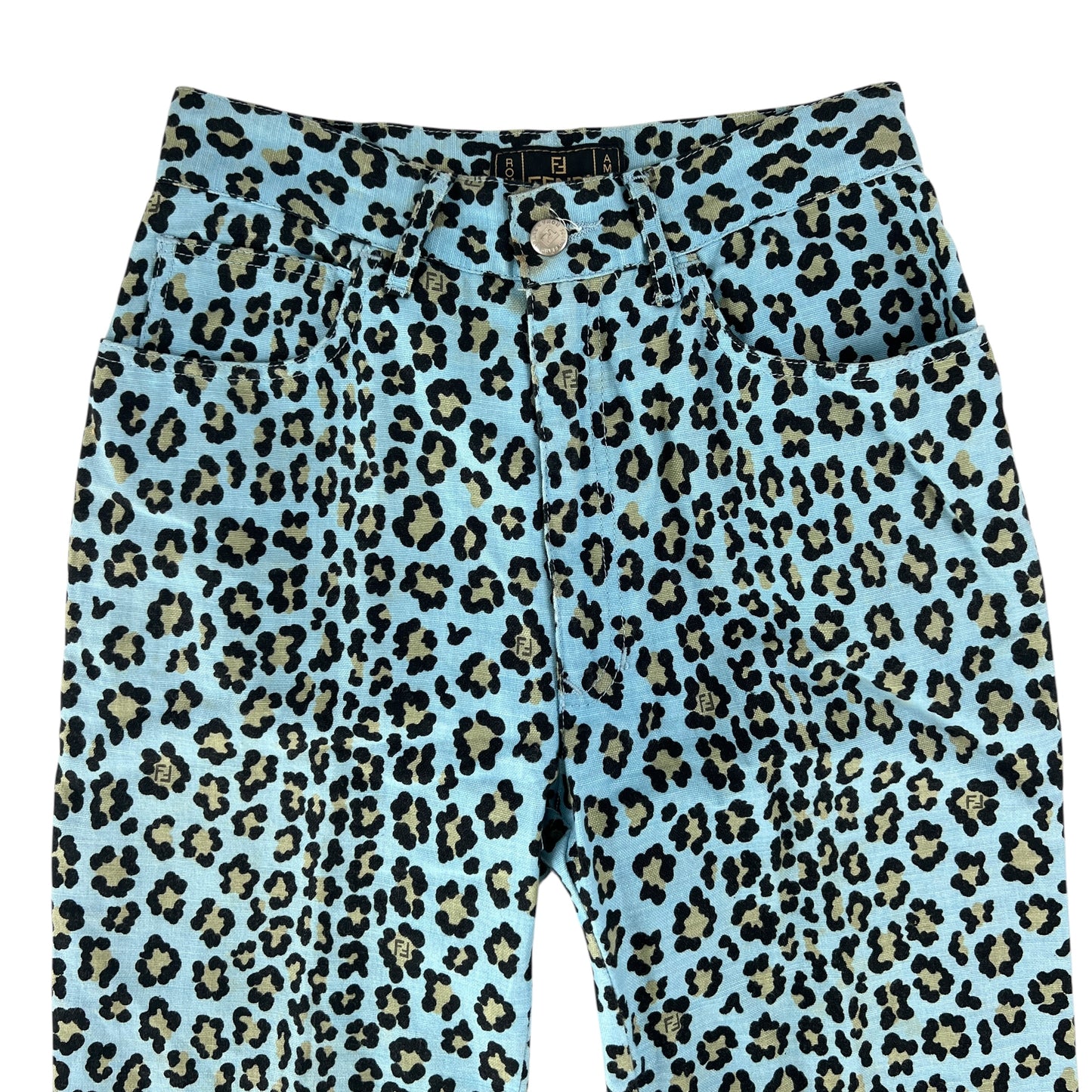 Fendi Vintage Leopard Print Linen Pants