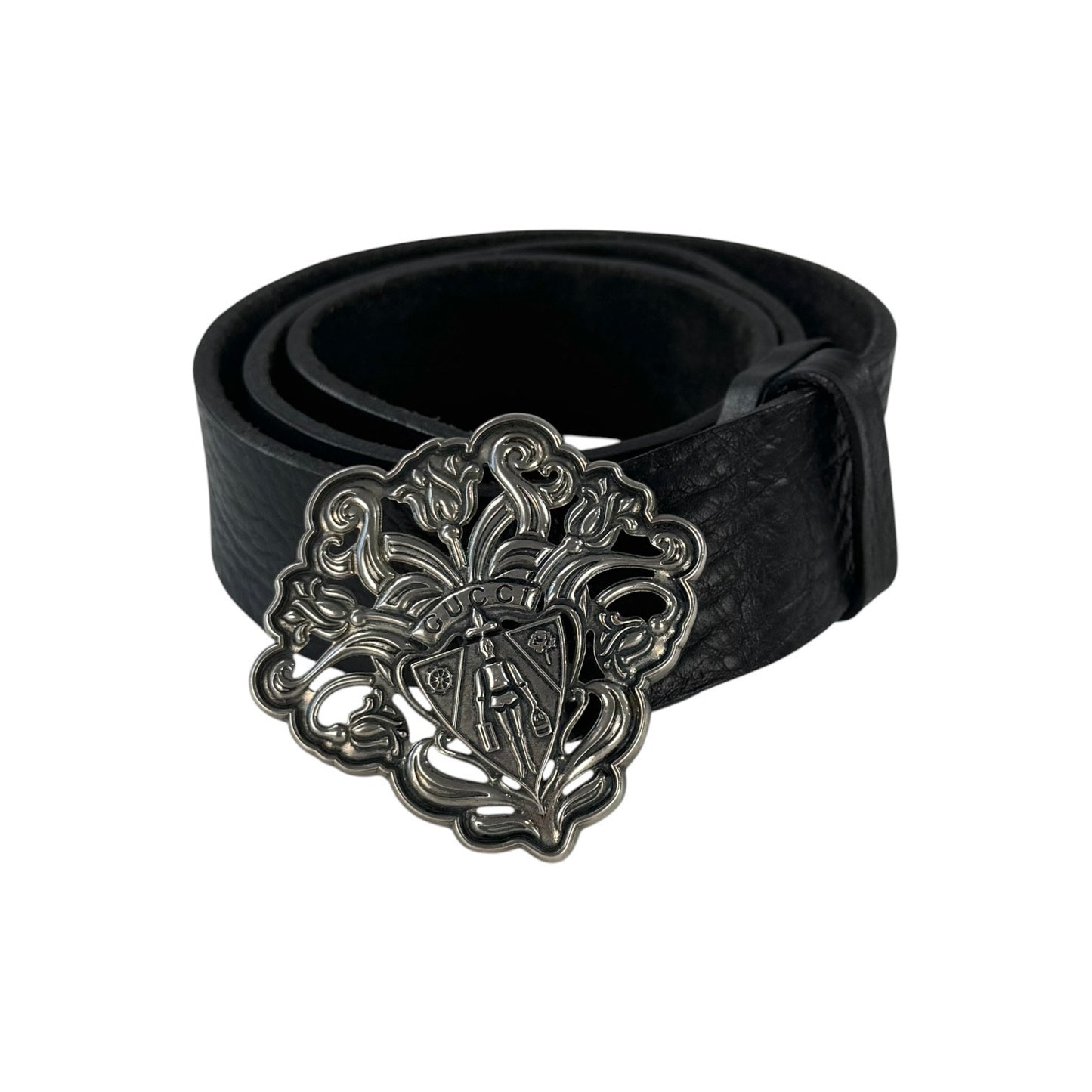 Gucci Crest Black Leather Belt