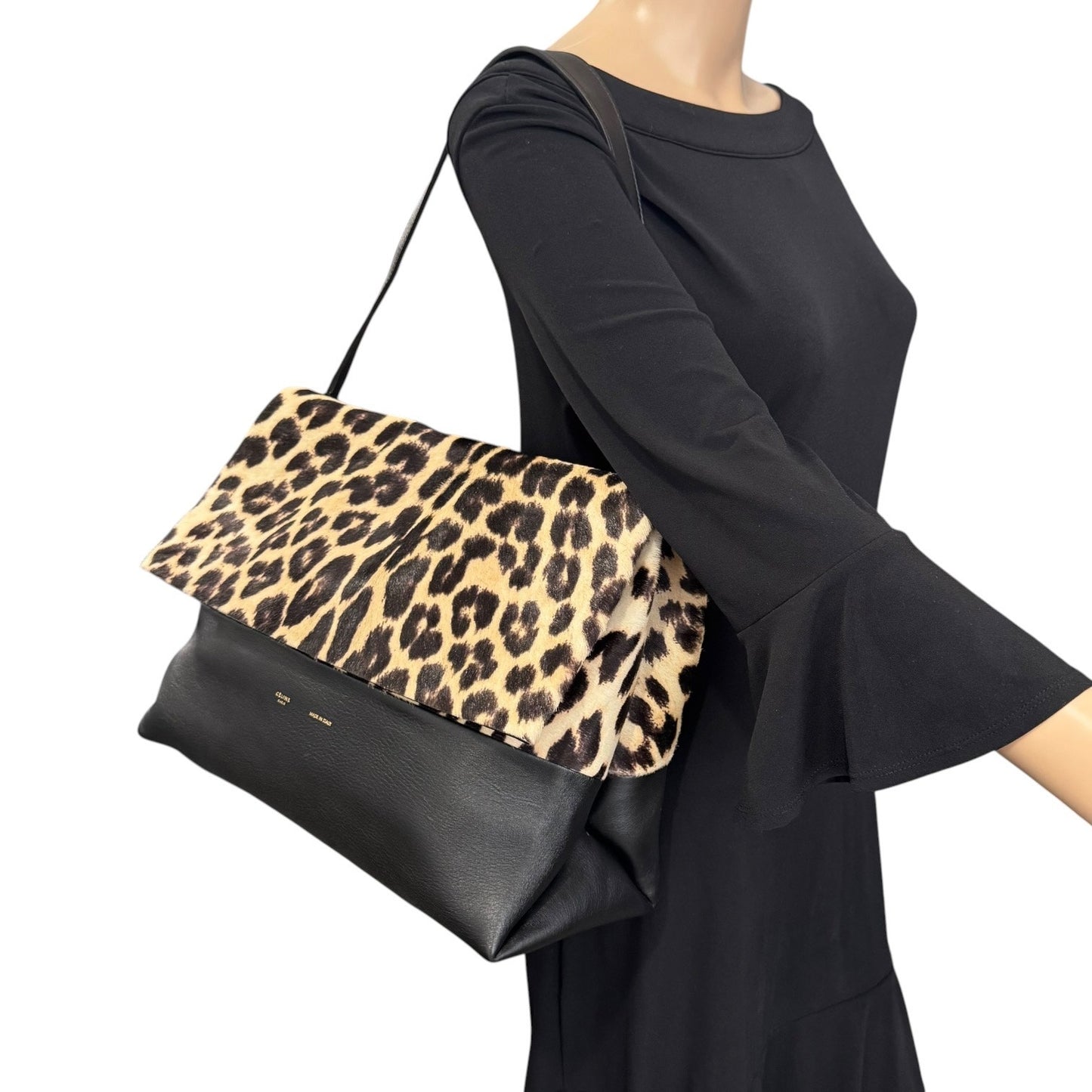 Celine All Soft Leopard Print Calf Hair Shoulder Bag