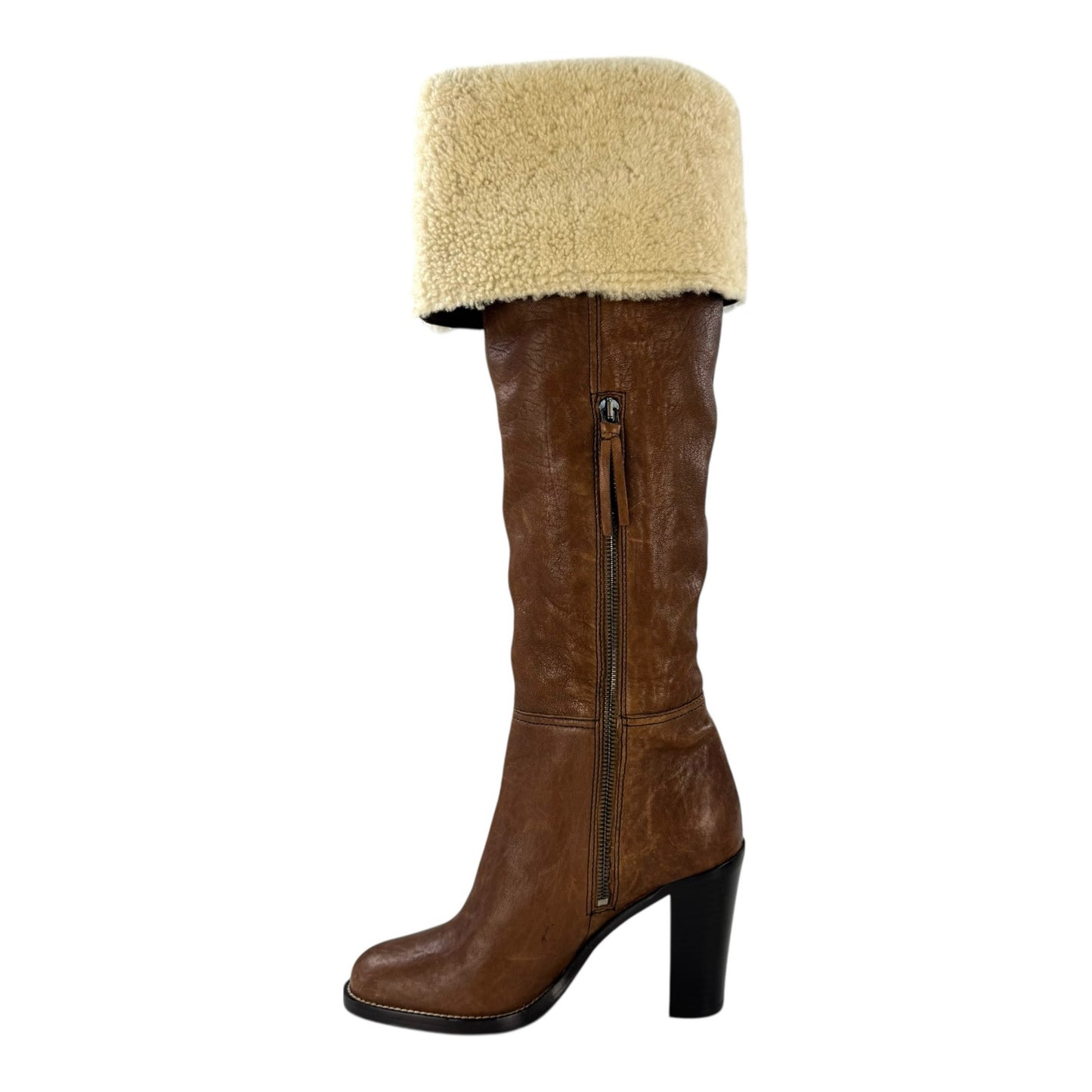 Miu Miu Leather & Shearling Knee-High Boots
