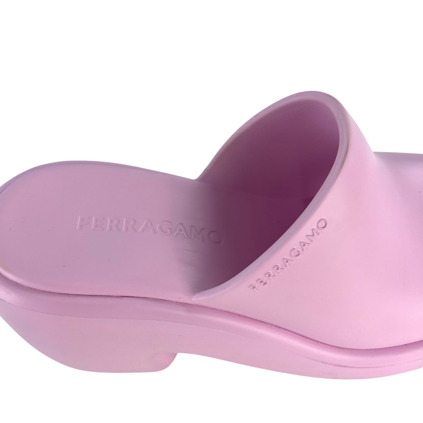 Ferragamo Pink Rubber Platform Sandals