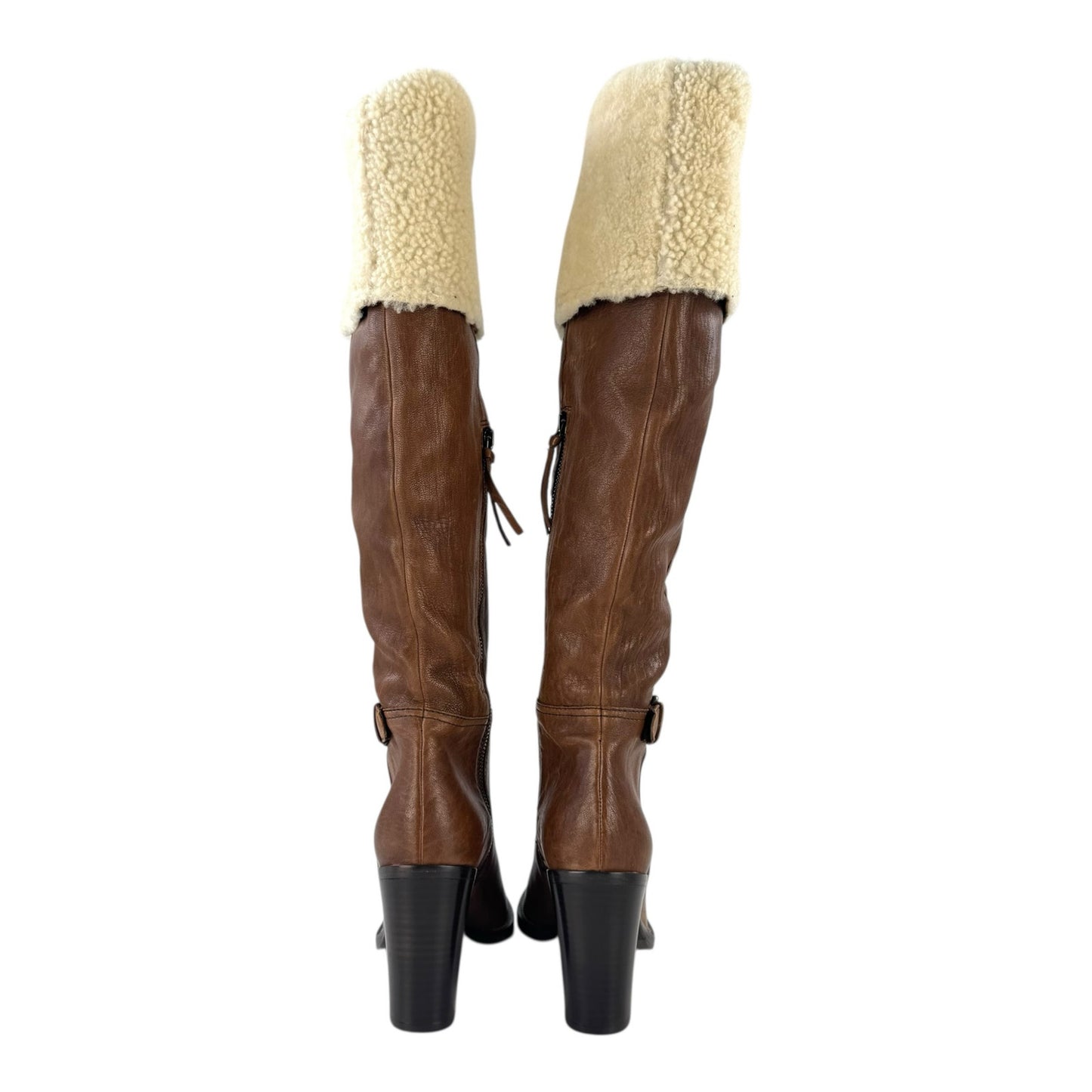 Miu Miu Leather & Shearling Knee-High Boots