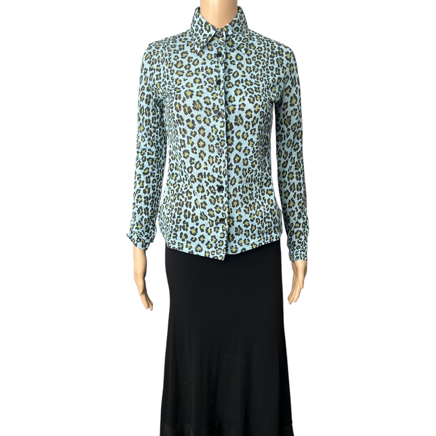 Fendi Vintage Leopard Print Button Down Blouse
