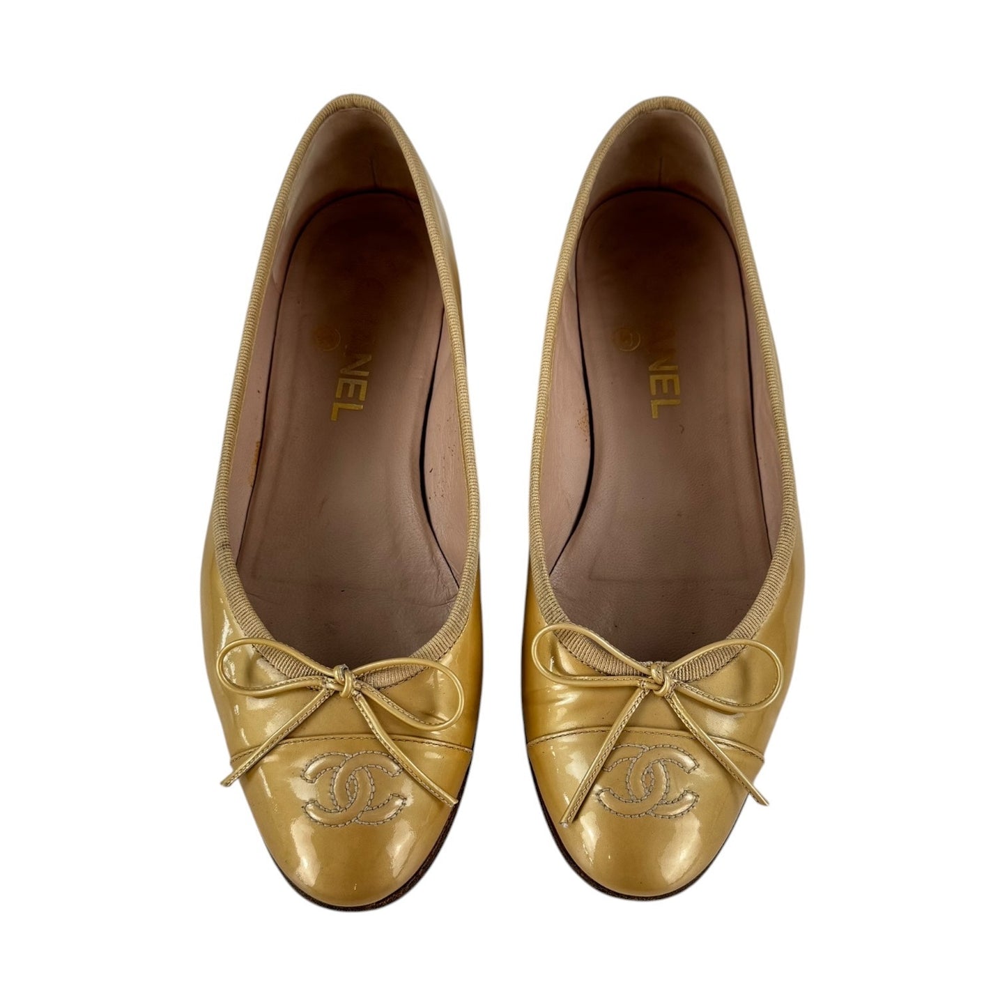 Chanel CC Patent Leather Ballet Flats