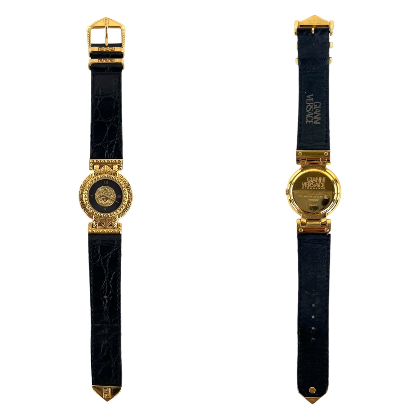 Versace Vintage La Greca & Medusa Leather Watch