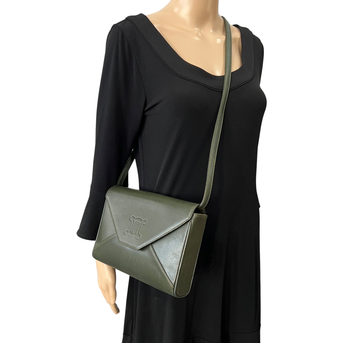 Celine Vintage Embossed Leather Crossbody Bag