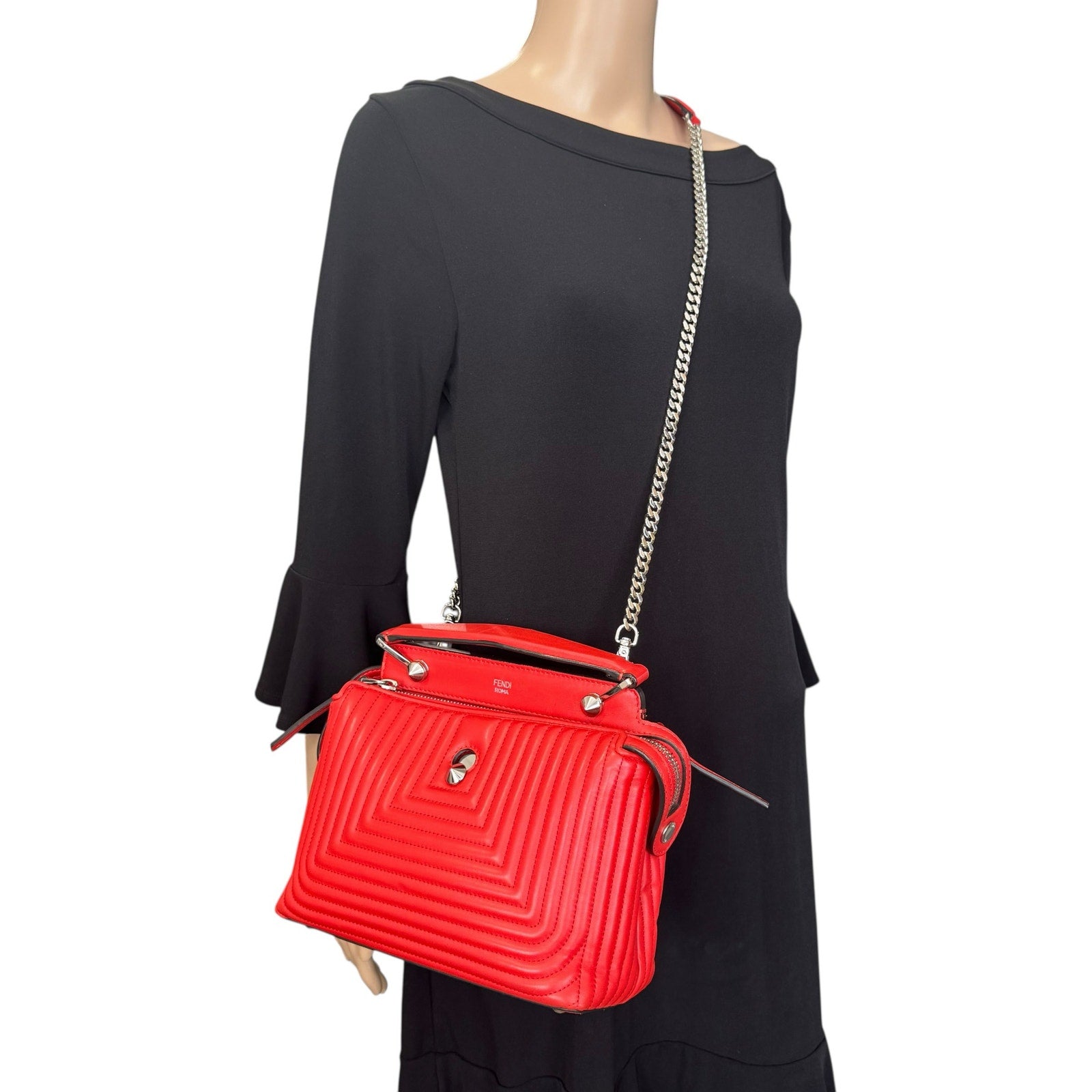Fendi Dotcom Click Quilted Leather Shoulder Bag