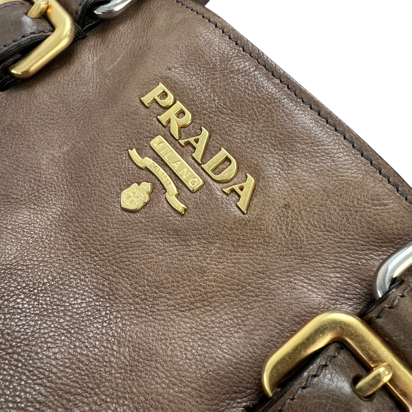 Prada Double Zipper Leather Tote Bag