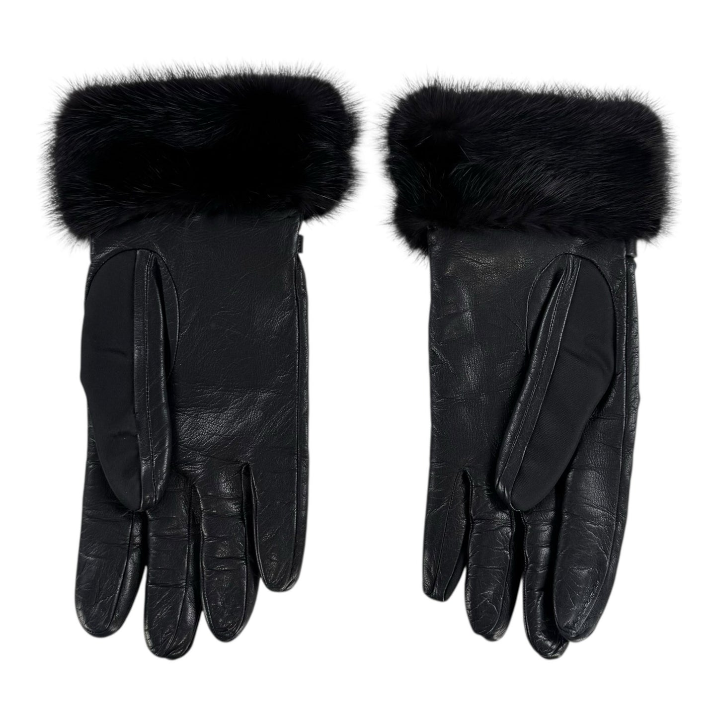 Prada Black Nylon & Mink Fur Gloves