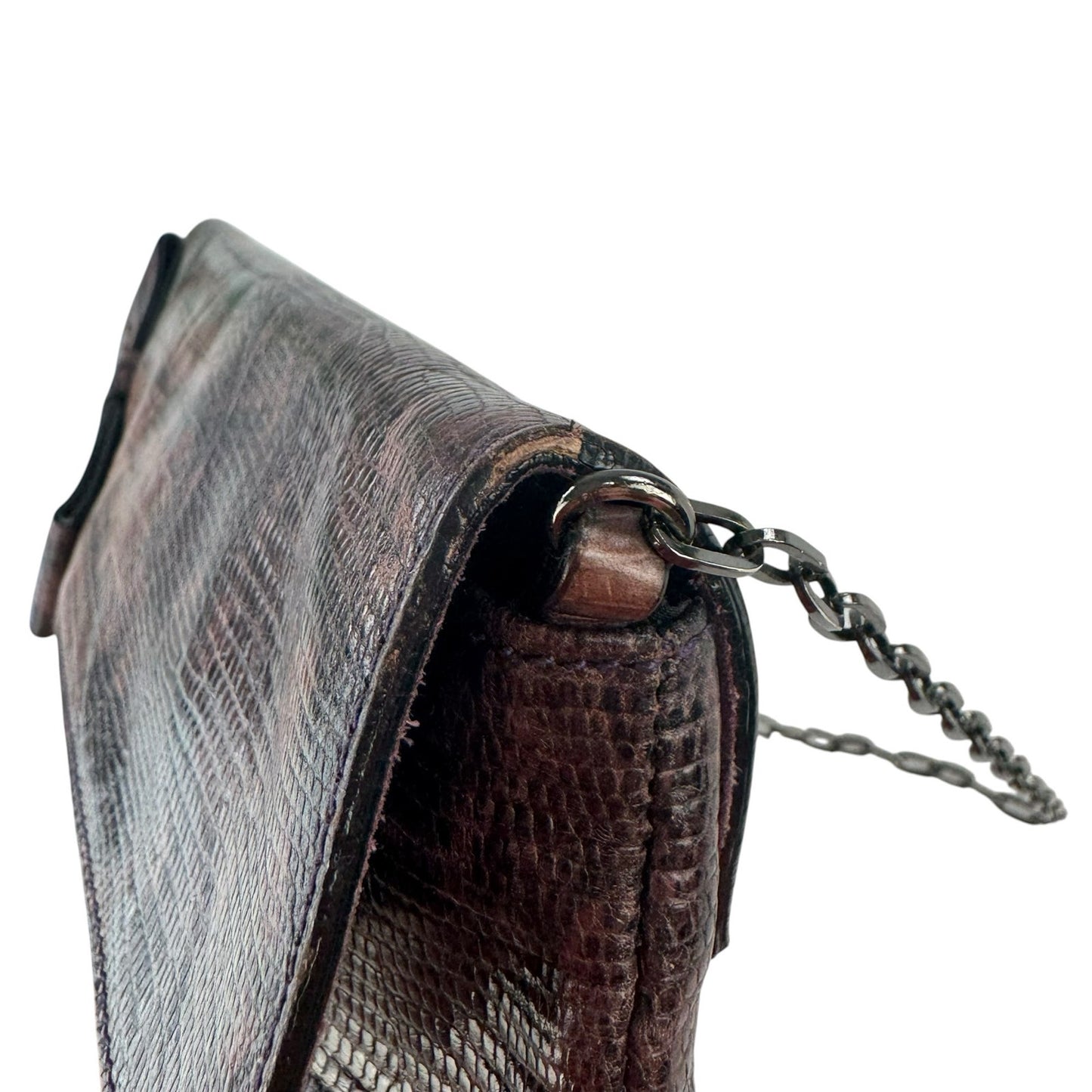 Miu Miu Vintage Lizard Embossed Leather Shoulder Bag