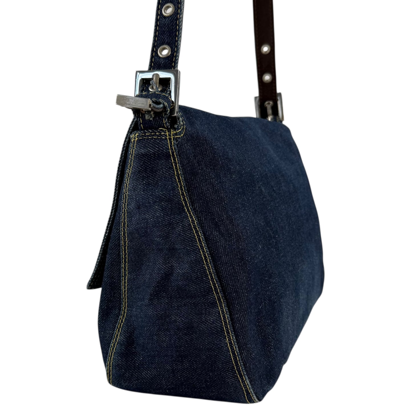 Fendi Denim Mamma Baguette Shoulder Bag