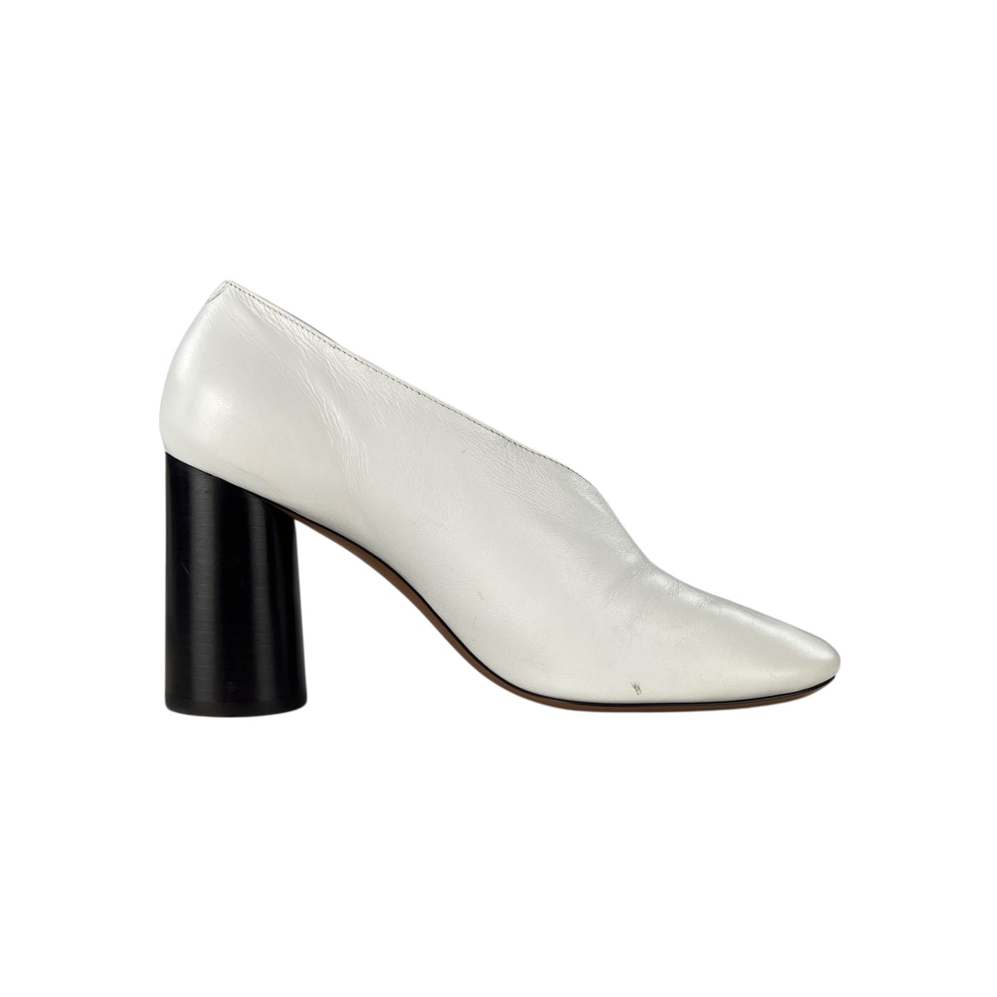 Celine White Block Heels