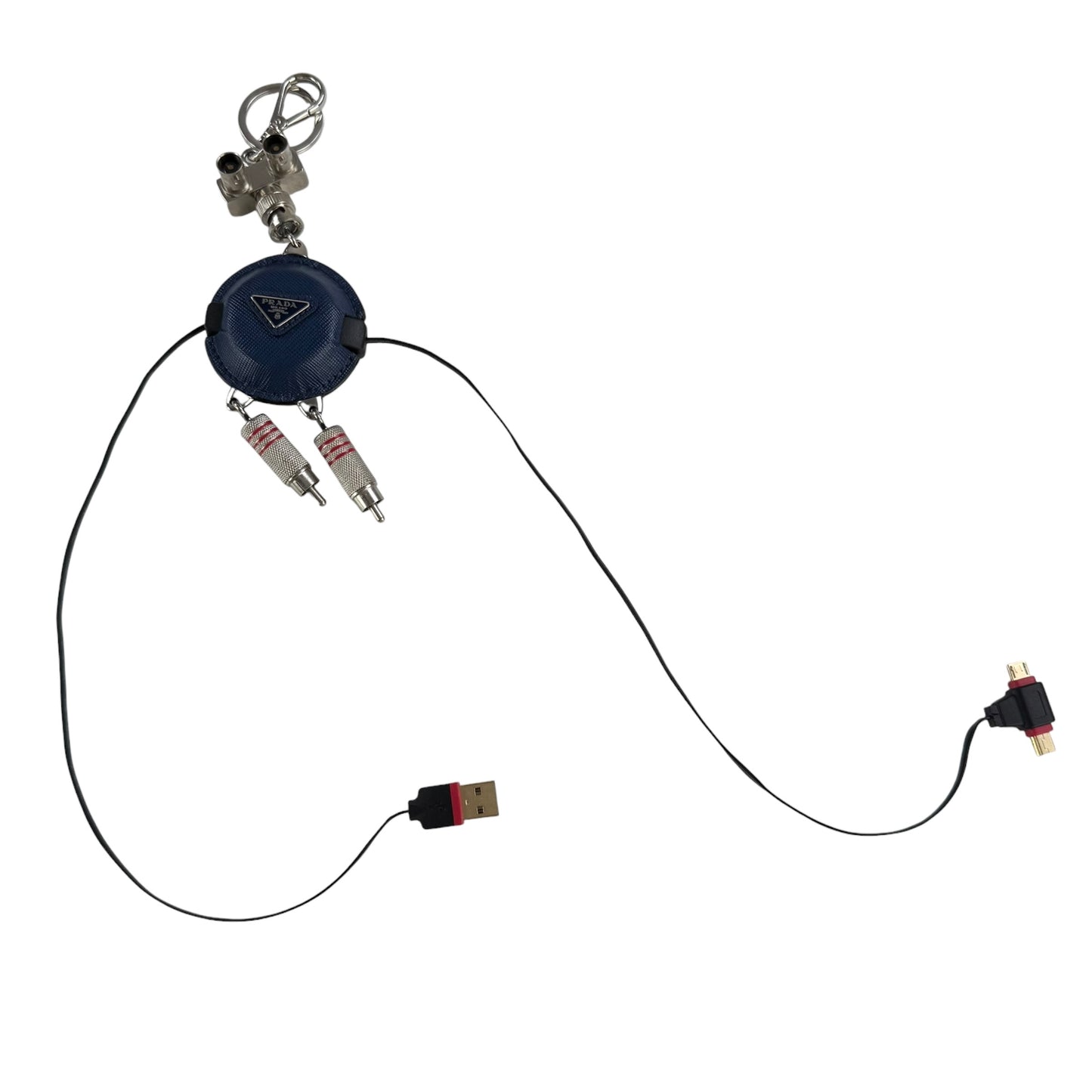 Prada Saffiano Robot USB Bag Charm Keychain "Steven"
