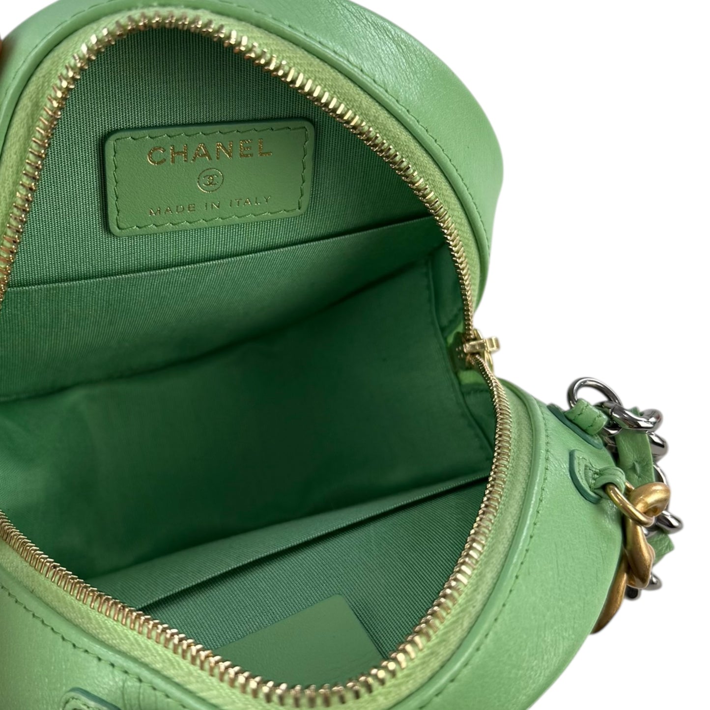 Chanel Goatskin Quilted 19 Round With Chain Crossbody Bag