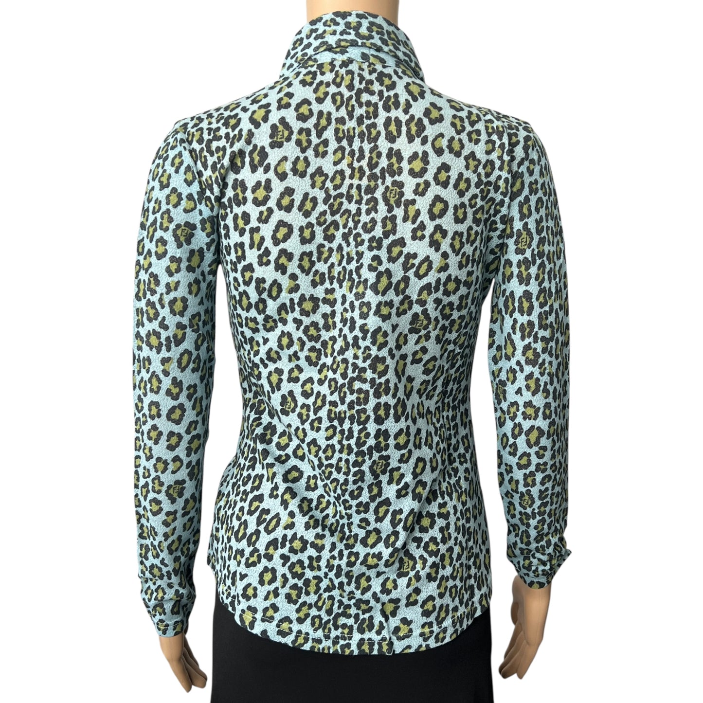 Fendi Vintage Leopard Print Button Down Blouse