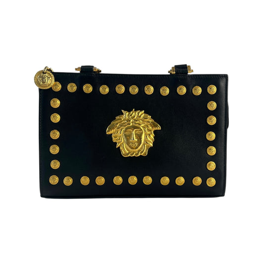 Versace Vintage Medusa Studded Shoulder Bag
