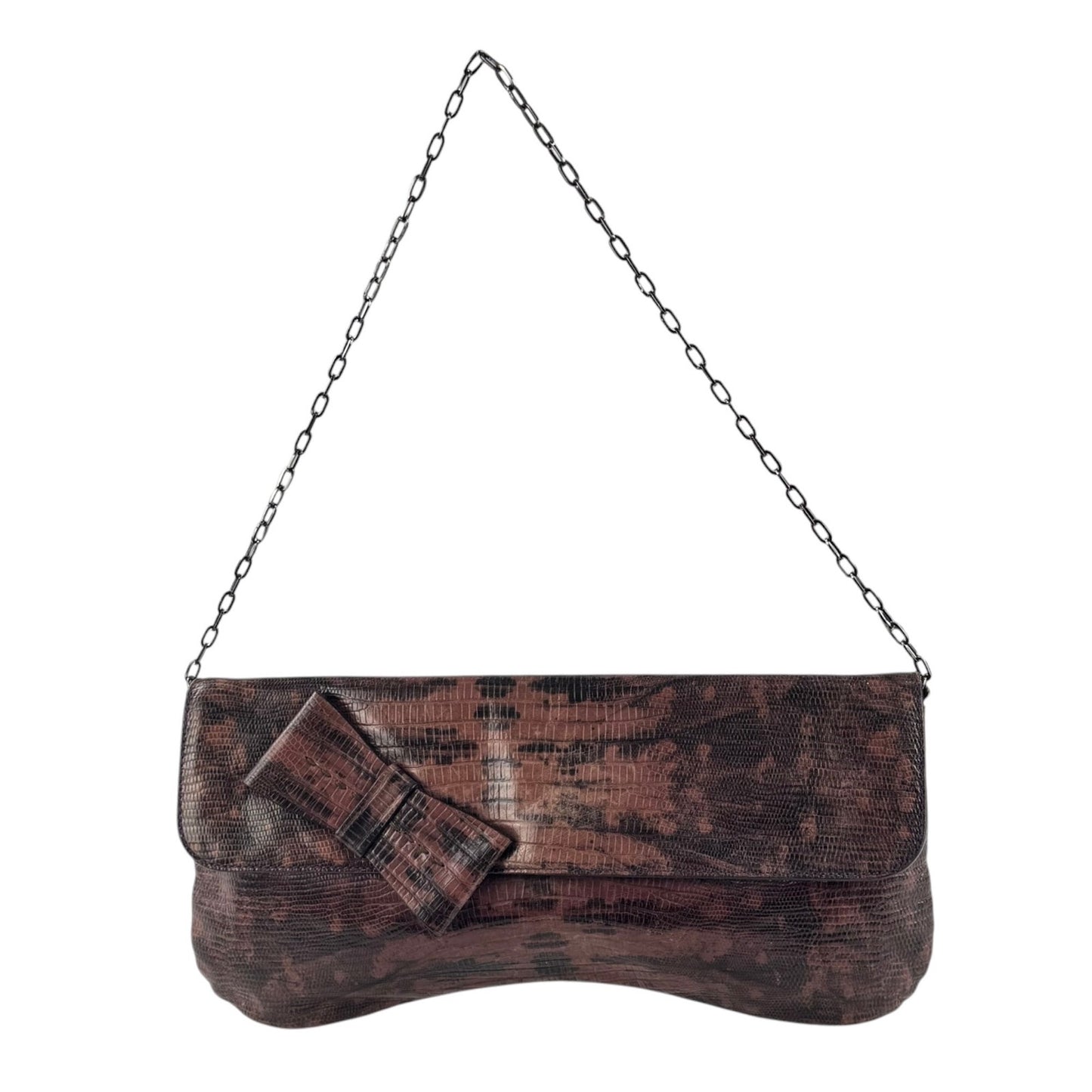 Miu Miu Vintage Lizard Embossed Leather Shoulder Bag